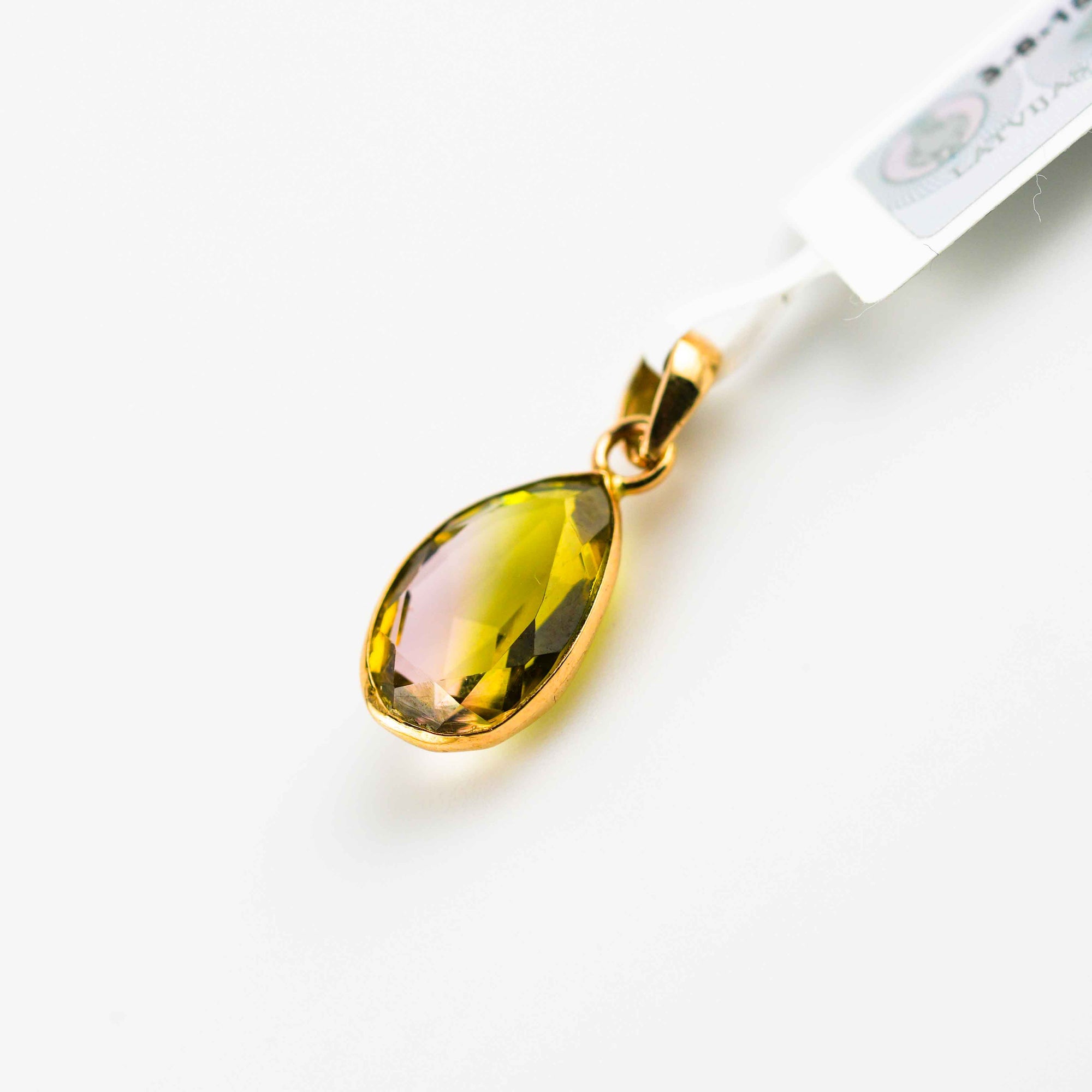 Watermelon tourmaline gold pendant