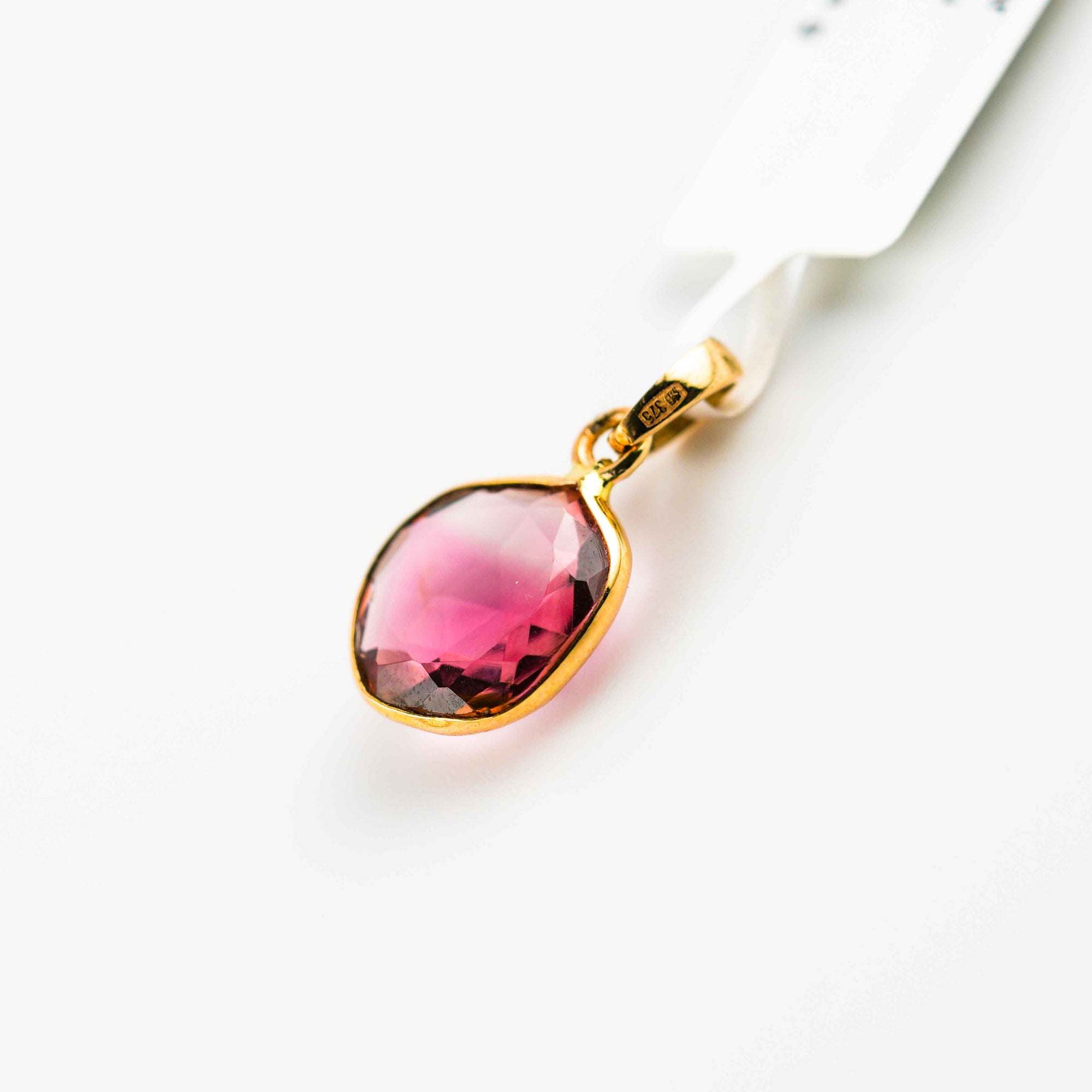 Watermelon tourmaline gold pendant