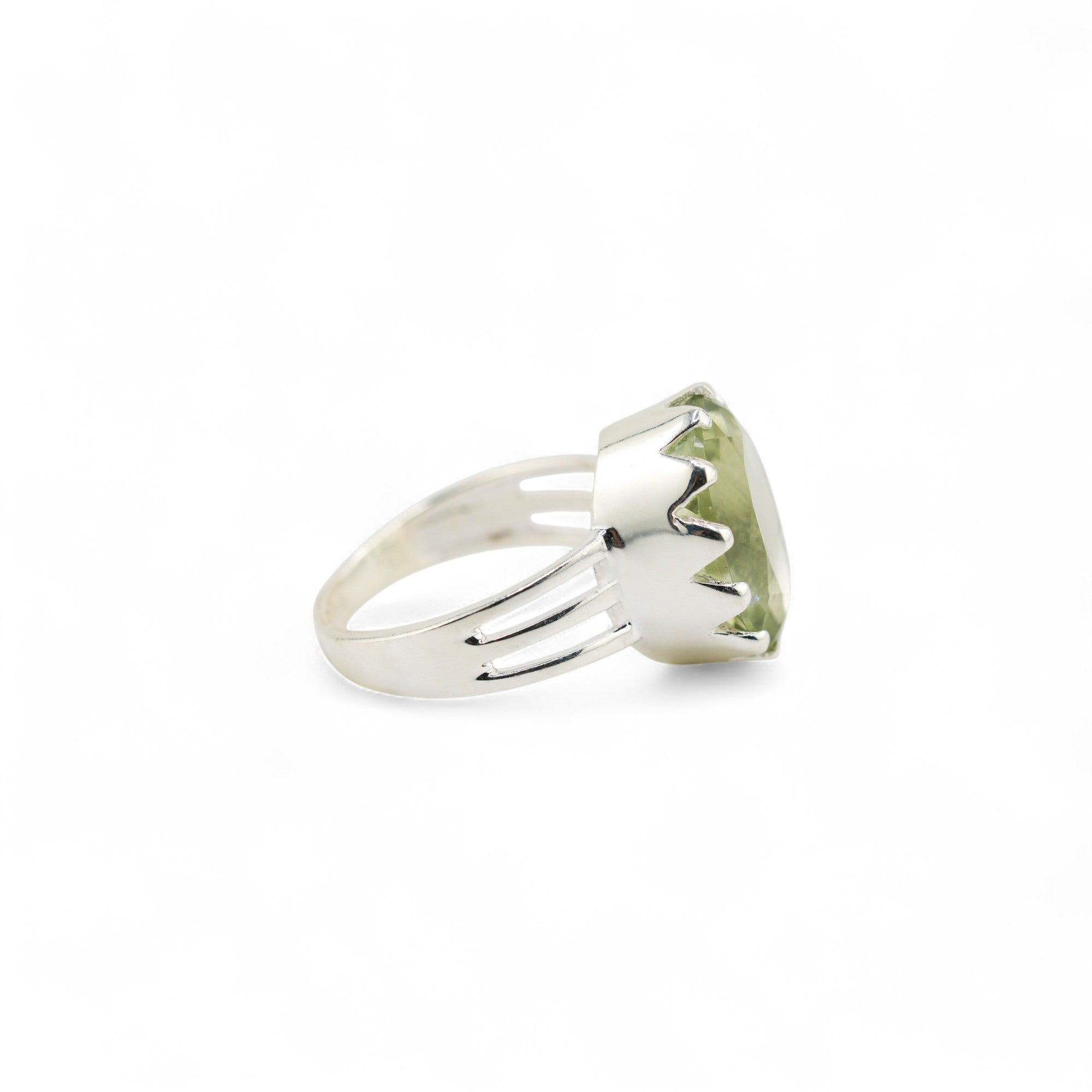 Green amethyst crown ring