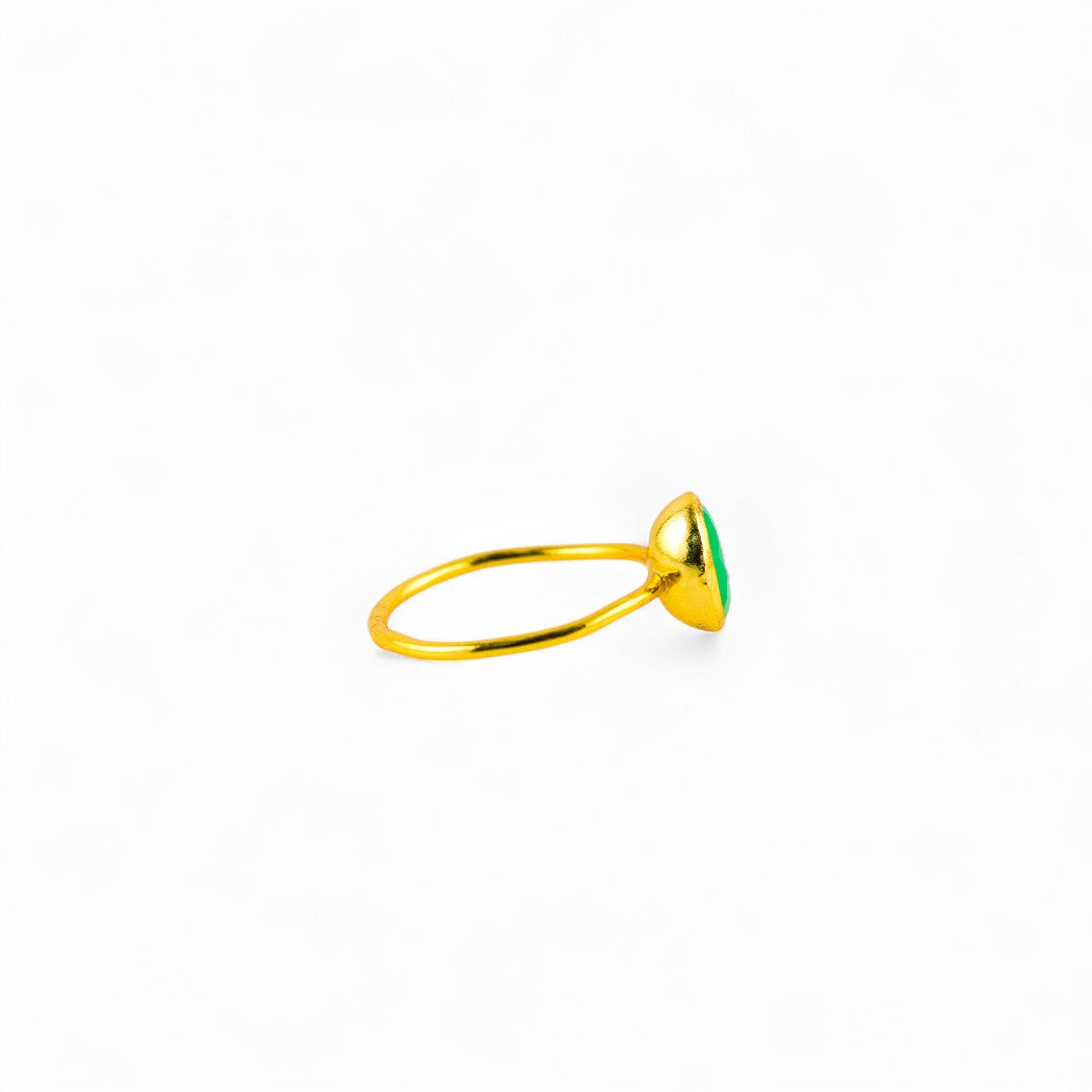 Chrysoprase ring(Gold polished)
