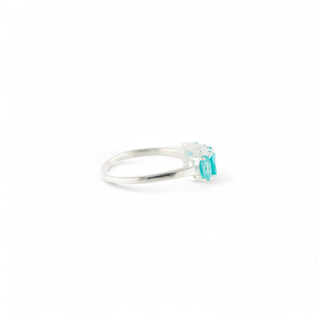 Blue apatite tiara ring