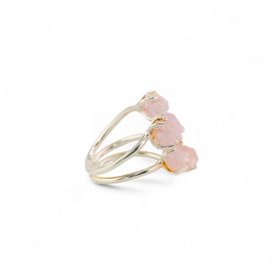 Pink morganite asteroid ring