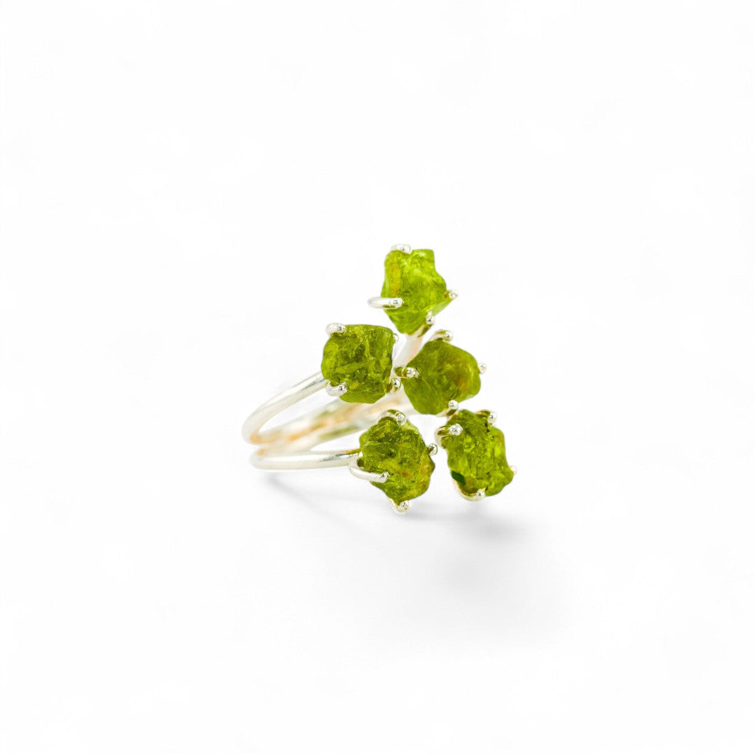 Green peridot asteroid ring