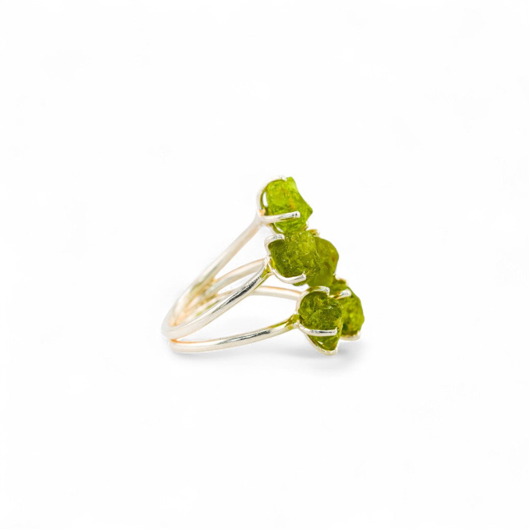 Green peridot asteroid ring