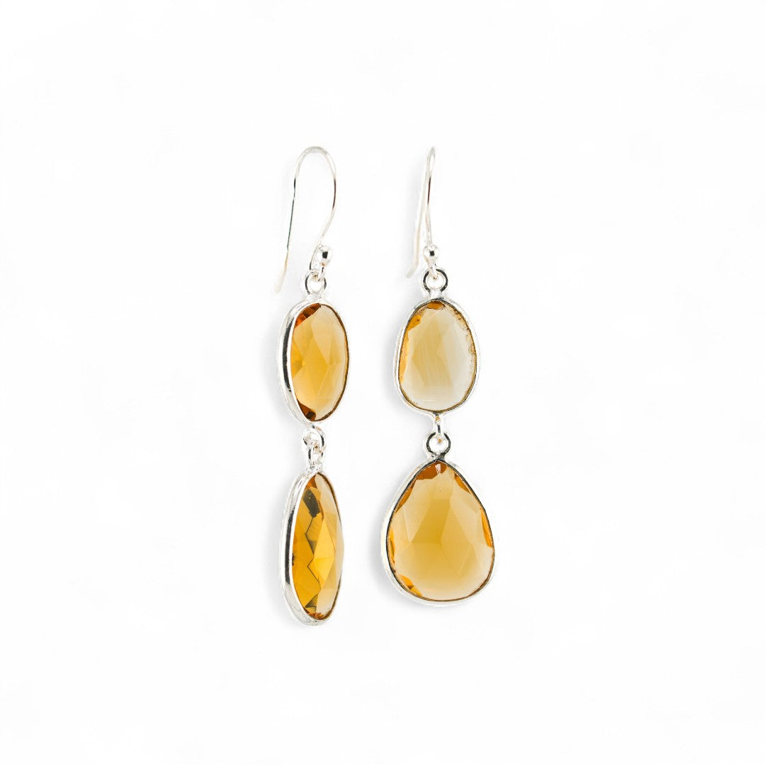 Citrine twin drop earrings