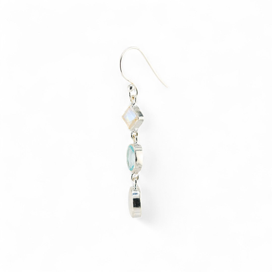 Blue topaz and moonstone earrings