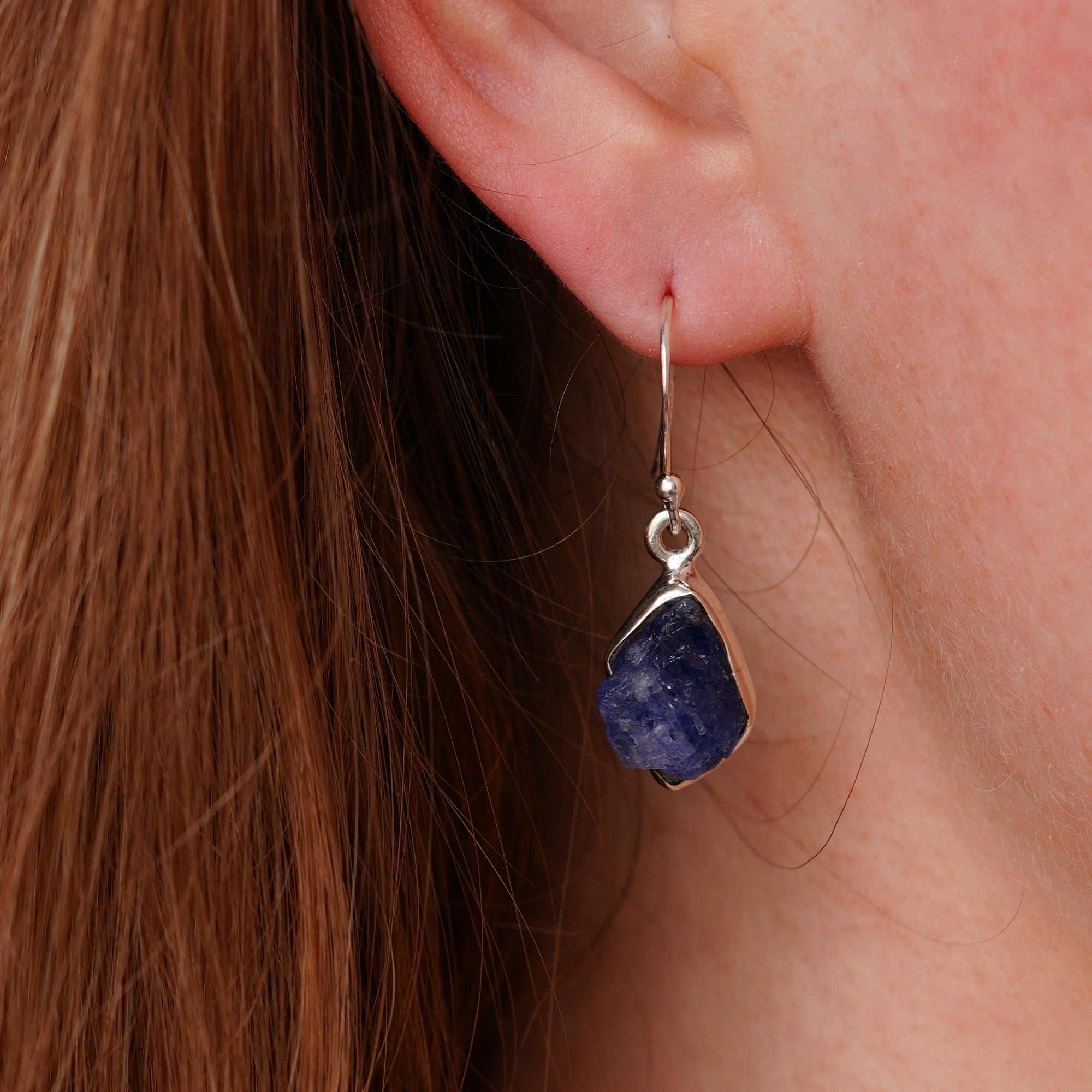 Raw tanzanite earrings
