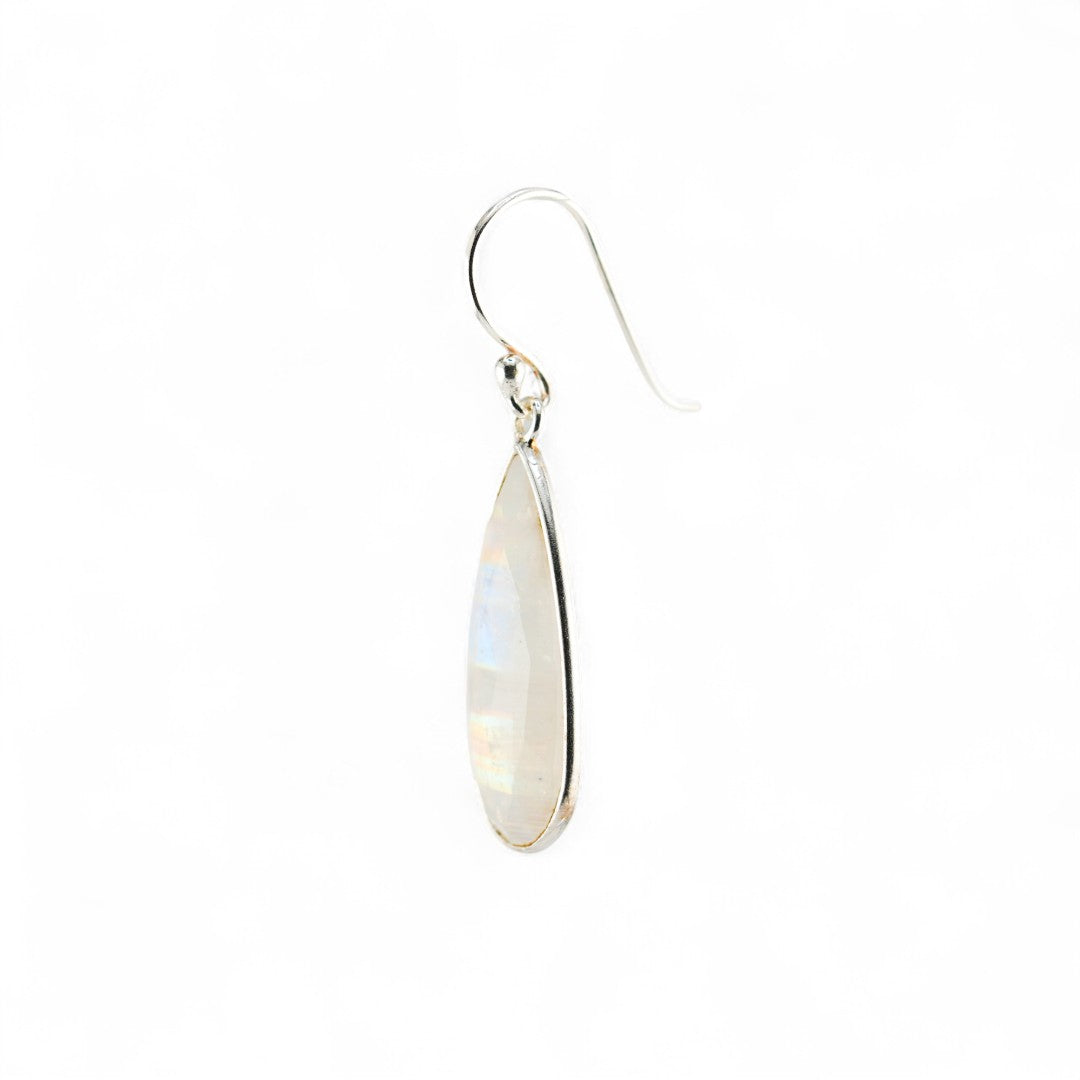 Long rainbow moonstone earrings