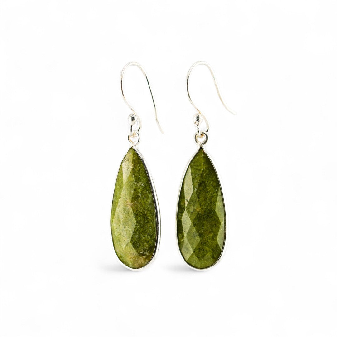 Long vesuvianite earrings