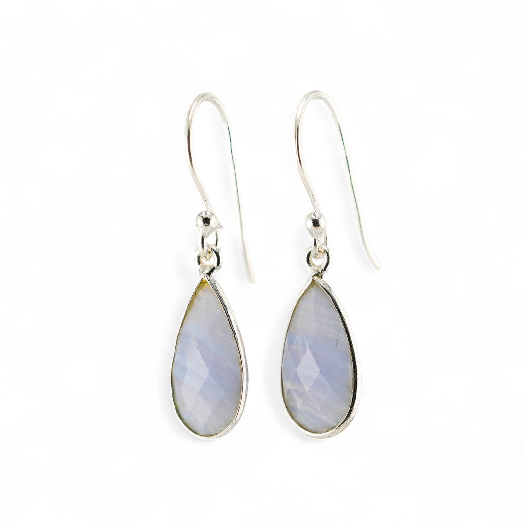 Blue lace agate short earrings