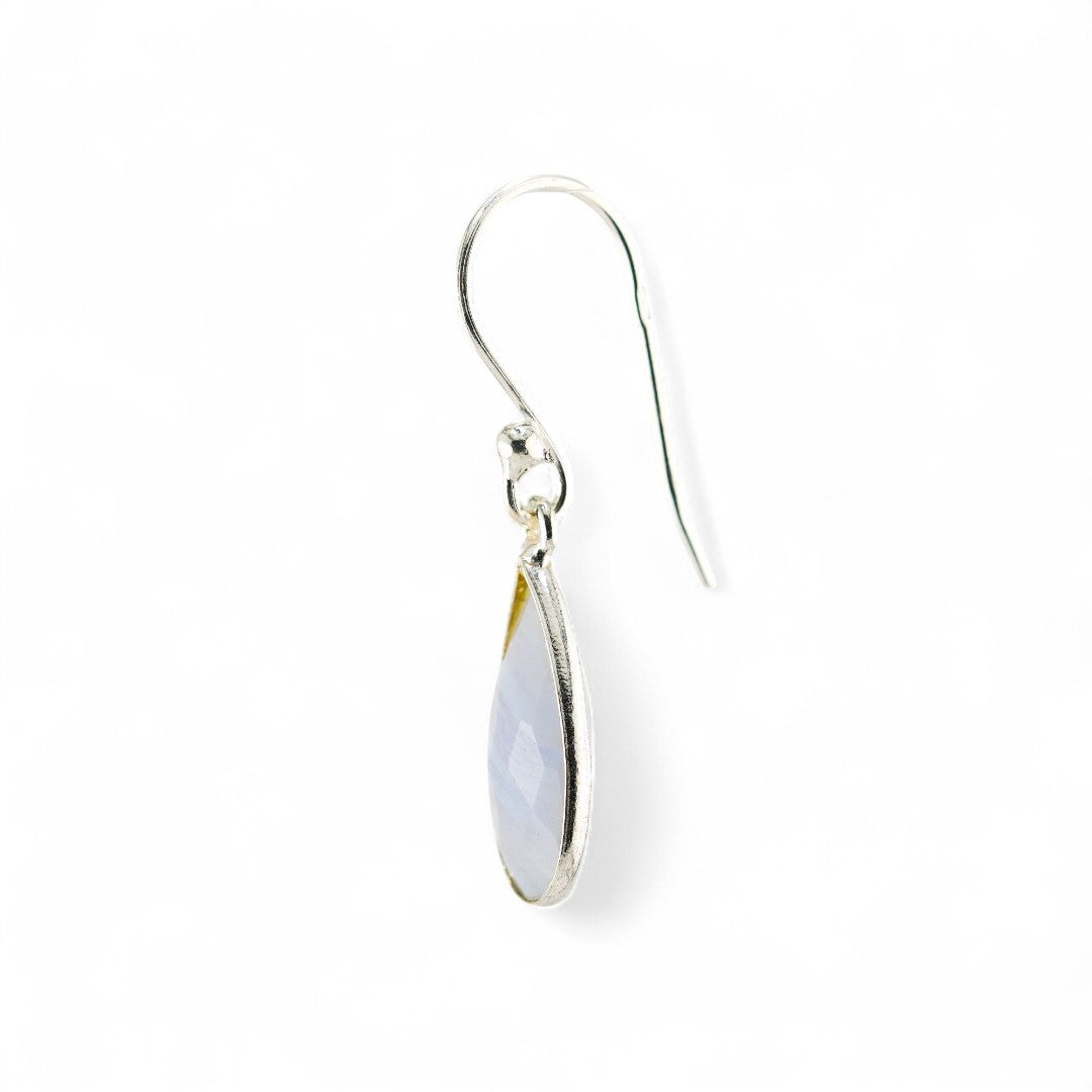 Blue lace agate short earrings