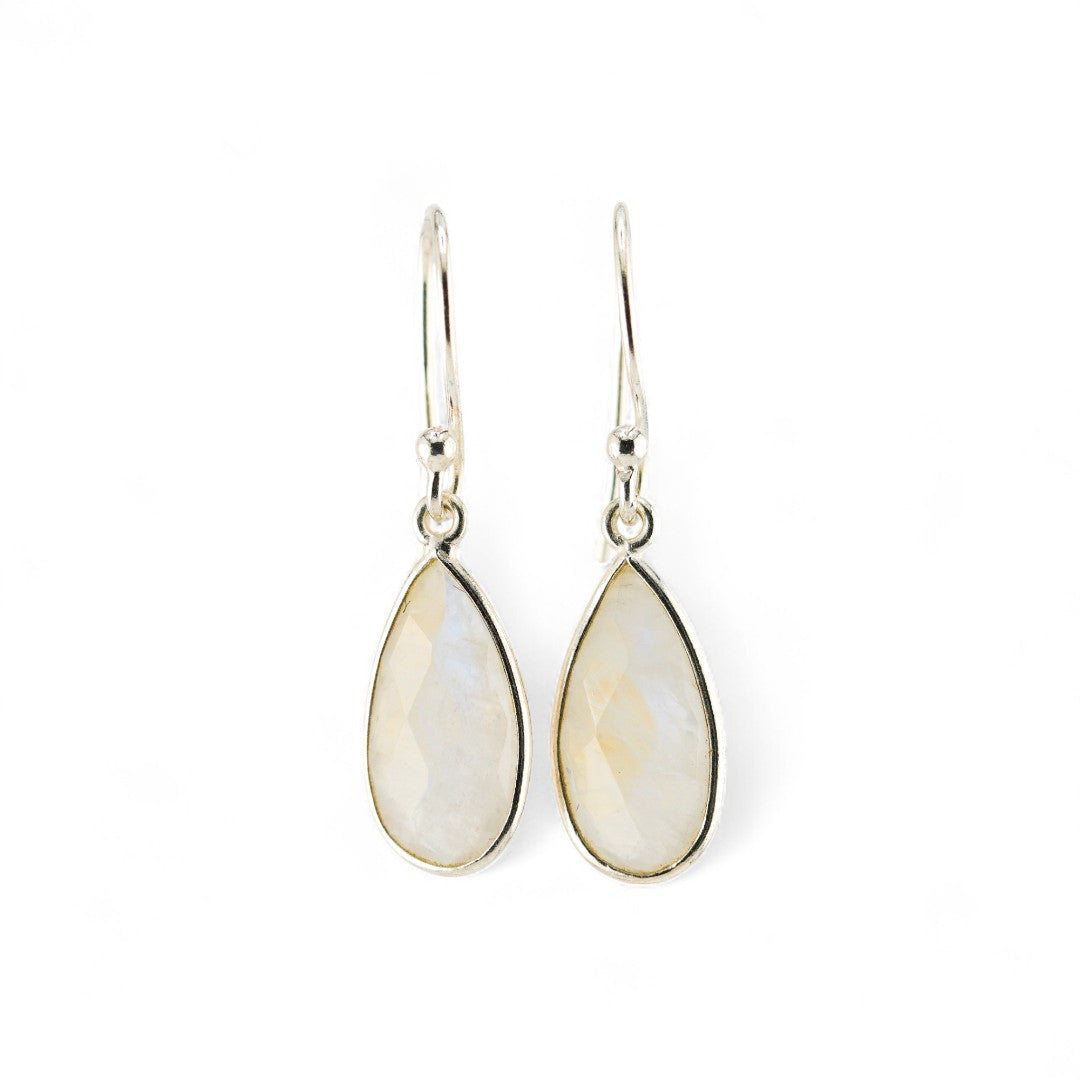 Rainbow moonstone short earrings
