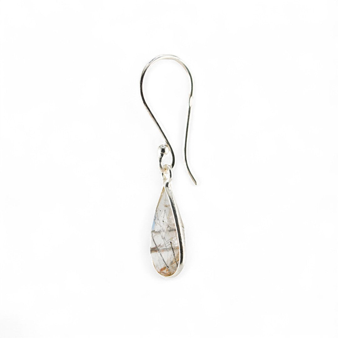 Black rutile quartz short earrings