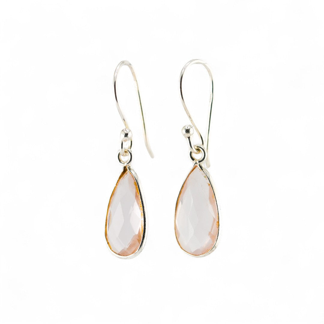 Rose quartz short earrings