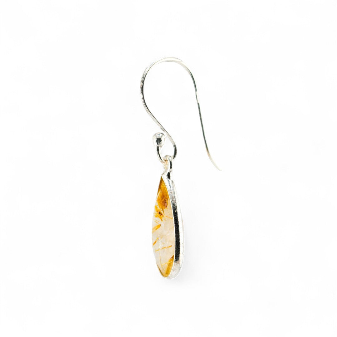 Golden rutile quartz short earrings