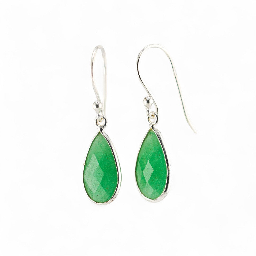 Green aventurine short earrings