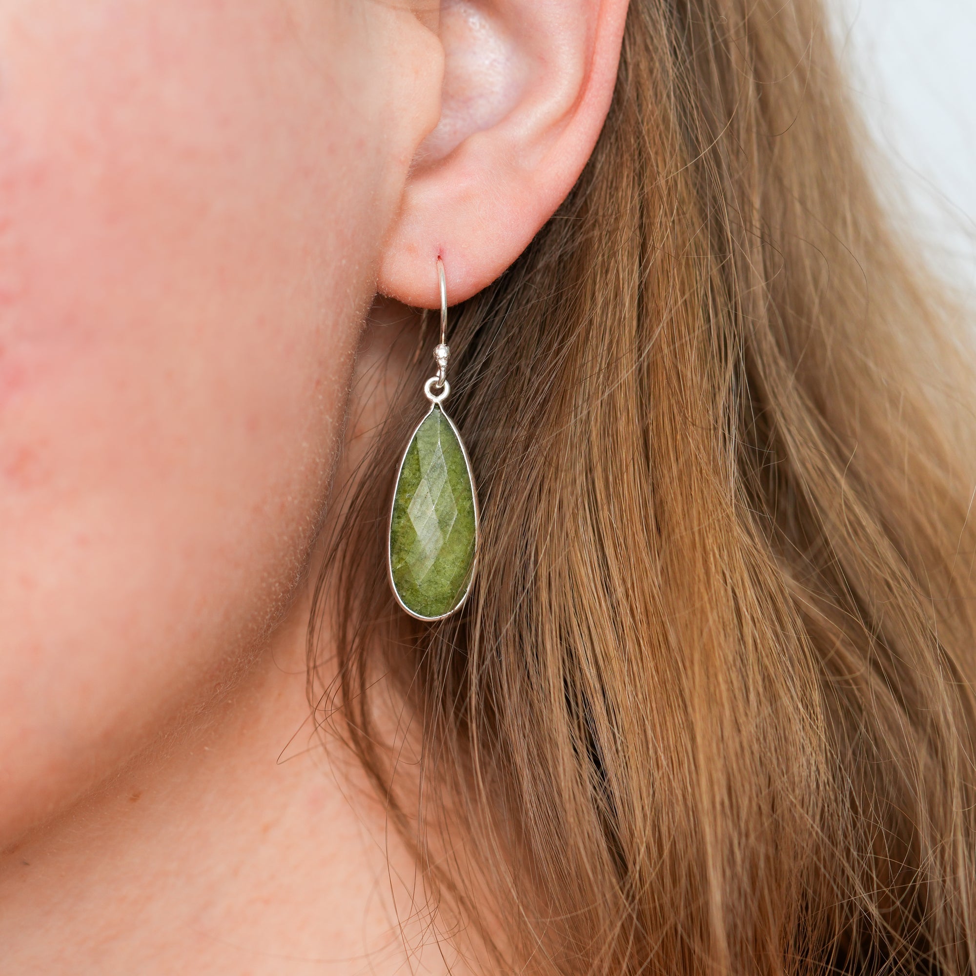 Long vesuvianite earrings