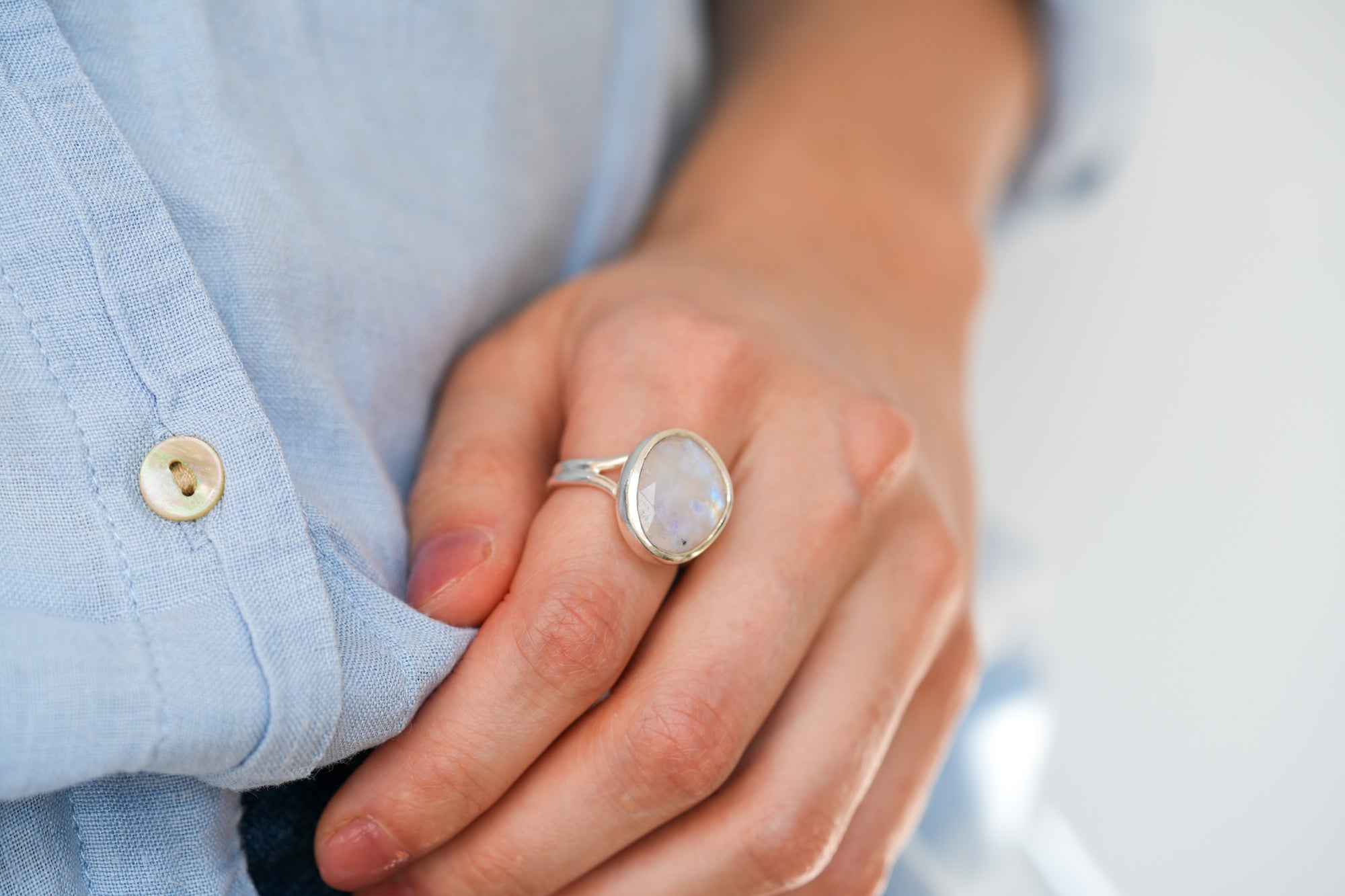 Harmonia rainbow moonstone ring