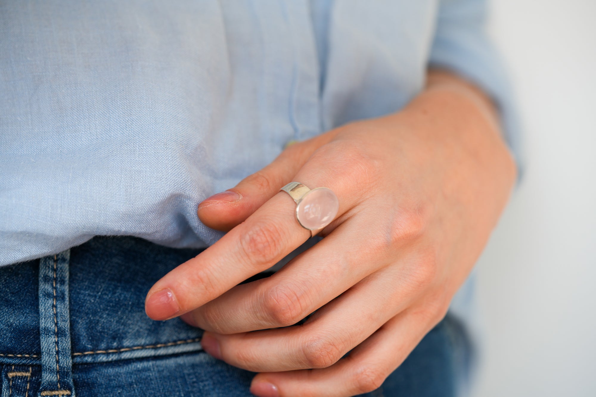 Nordic rose quartz ring