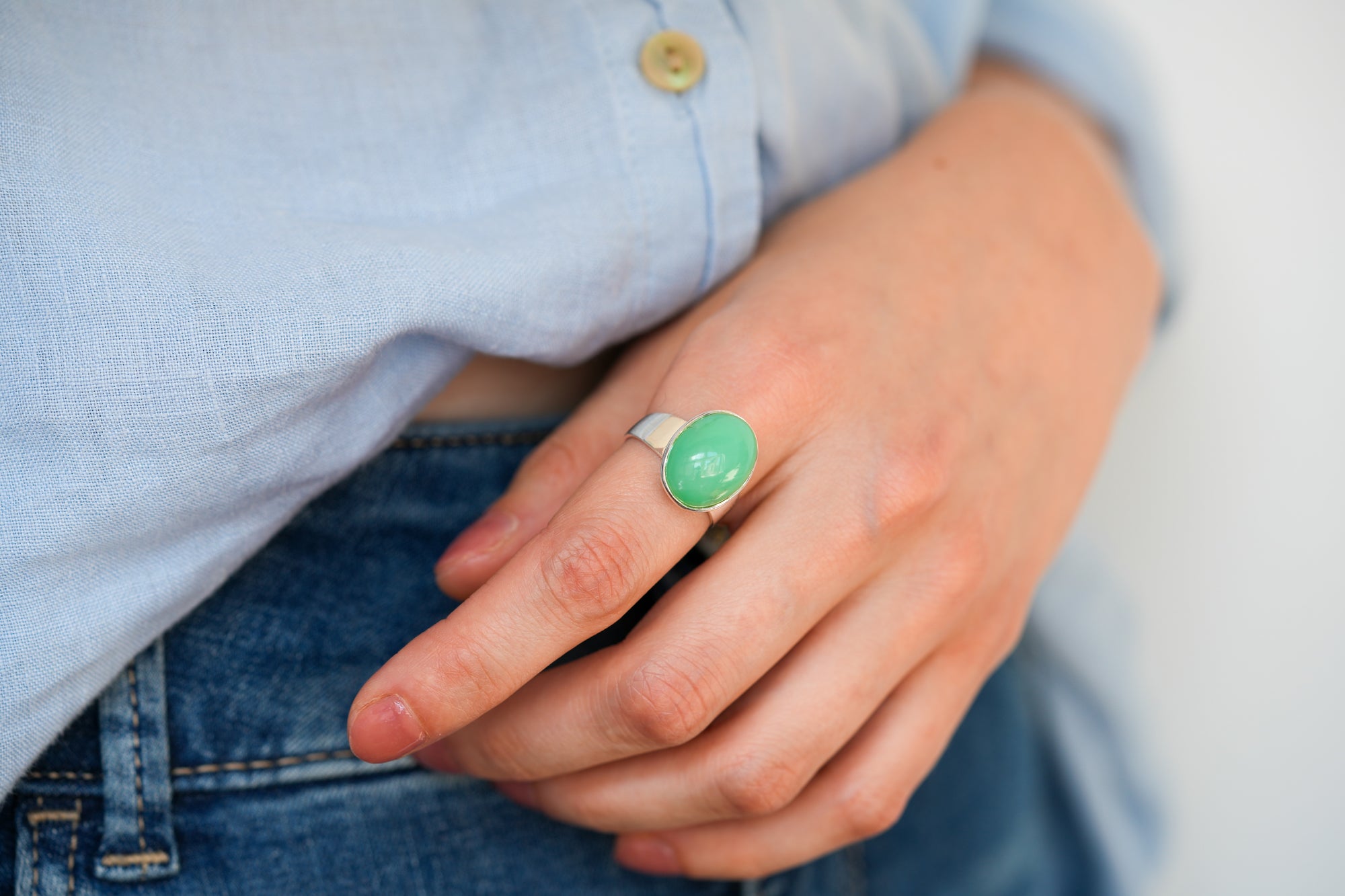 Nordic chrysoprase ring A+