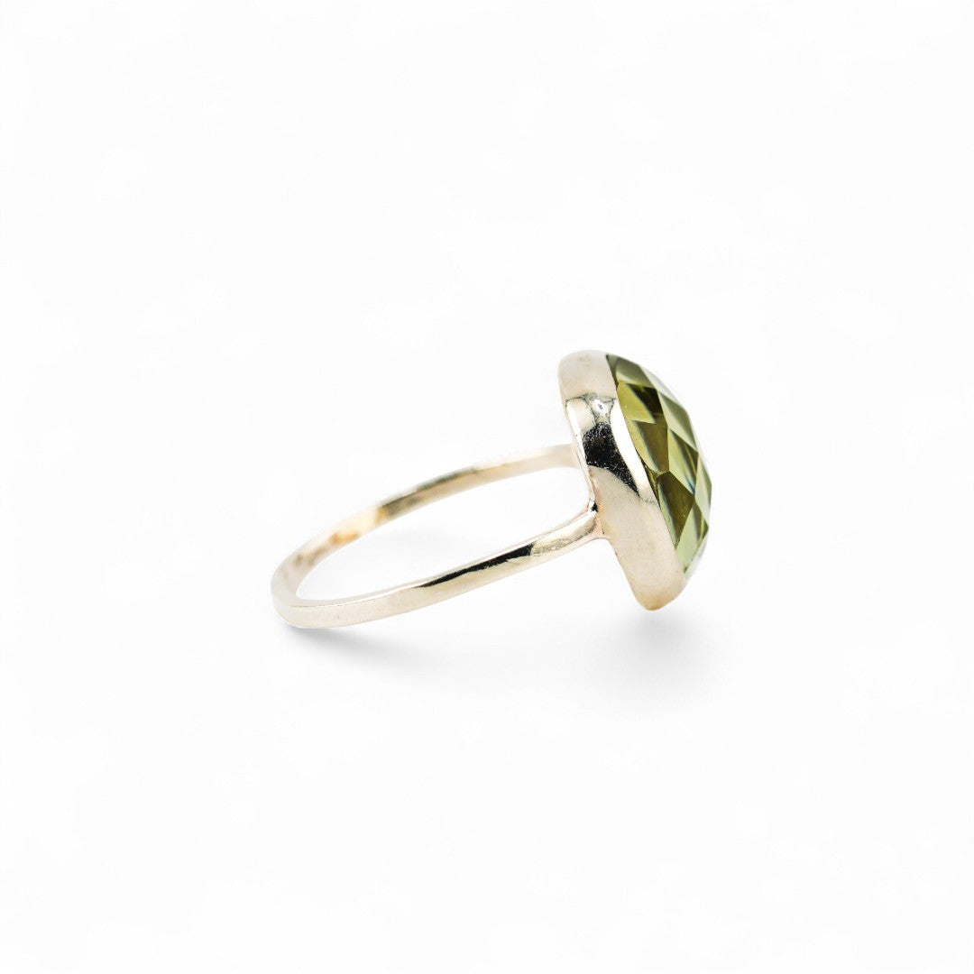 Green amethyst sugarloaf ring
