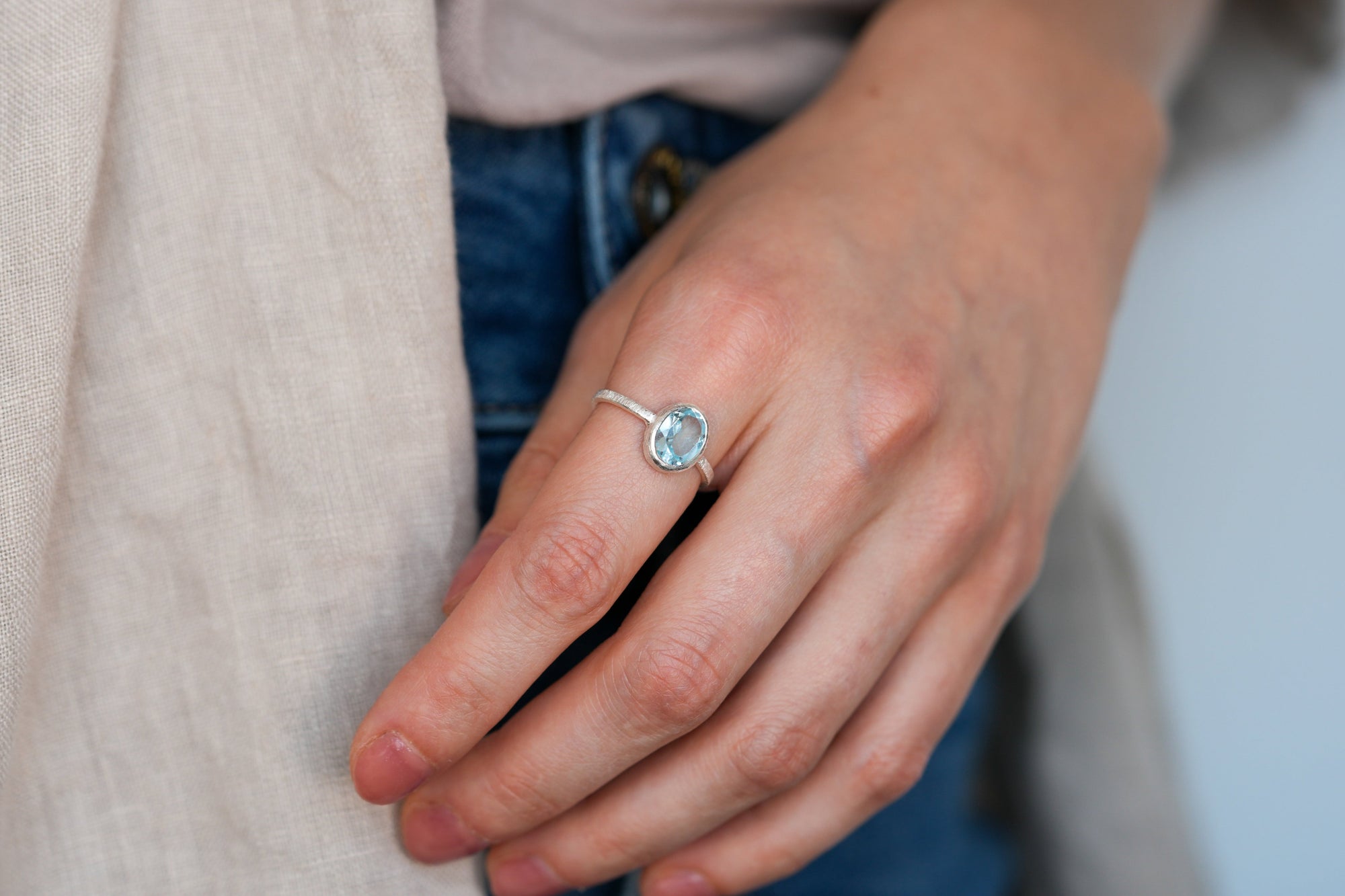 Eternal Blue topaz matte ring