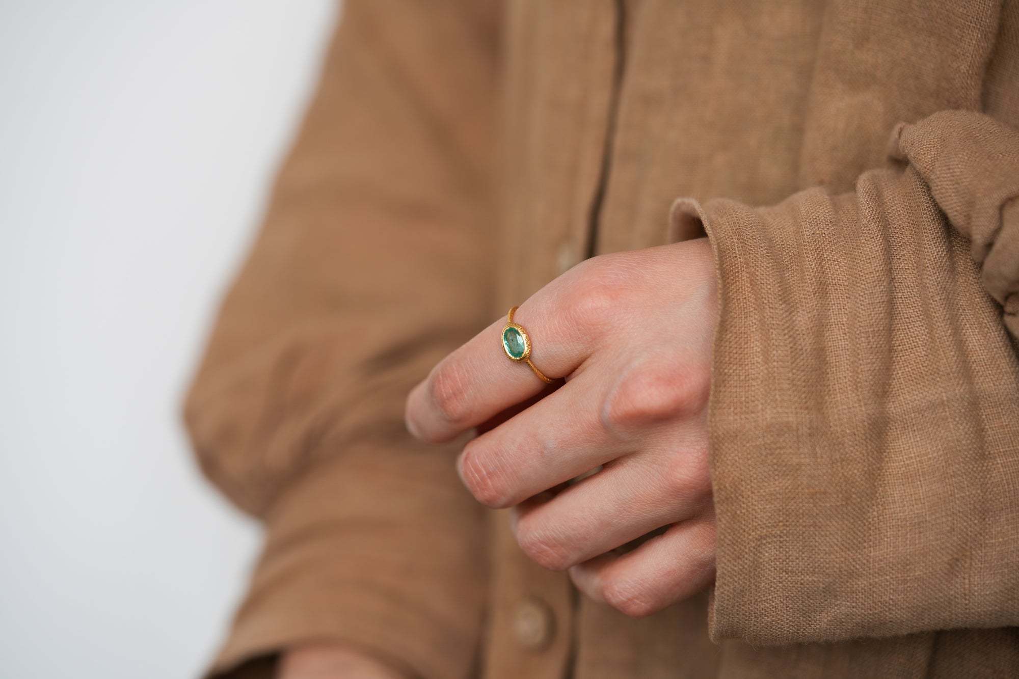 Zambian emerald ring(Gold polished)