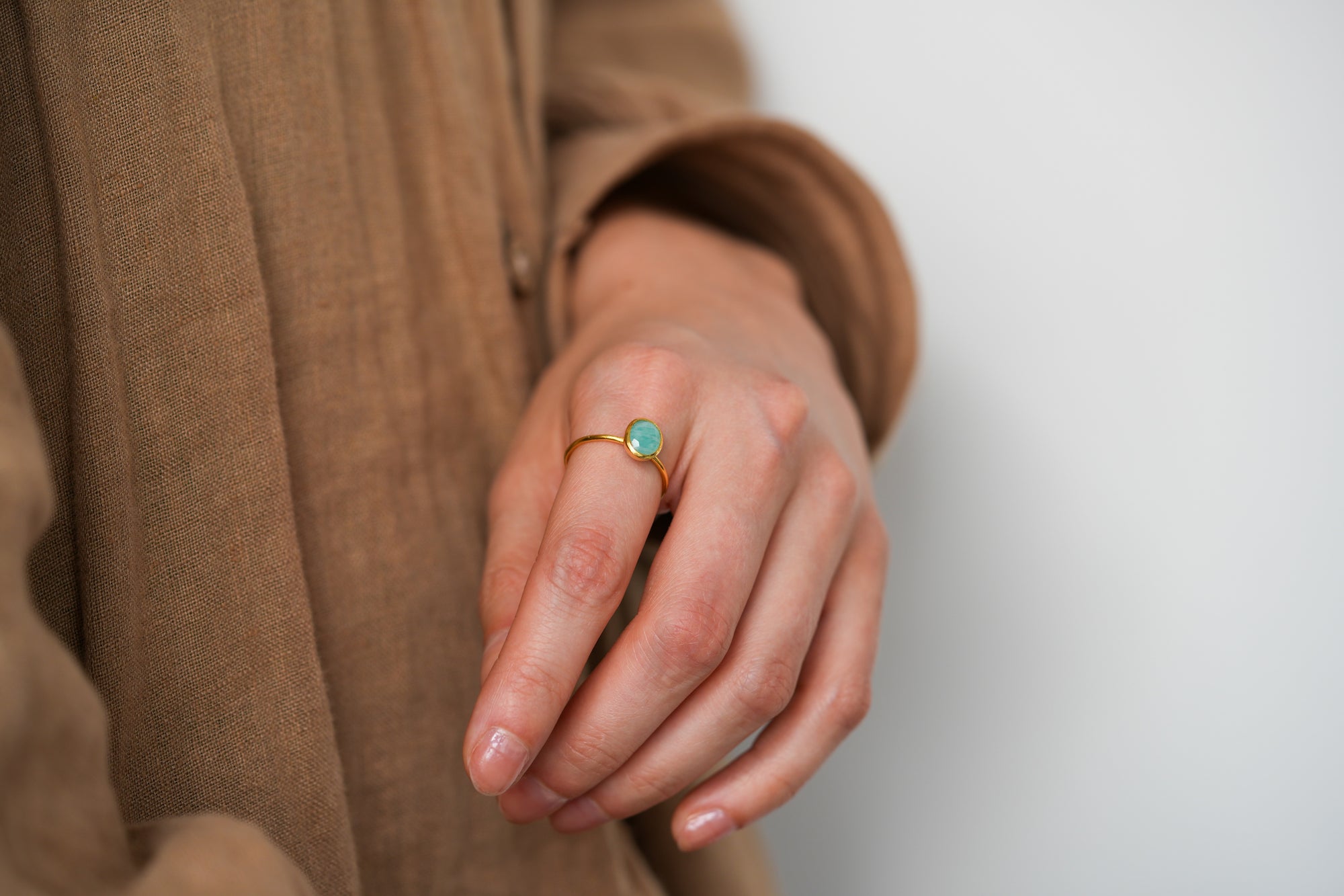 Amazonite ring (Gold Polished)