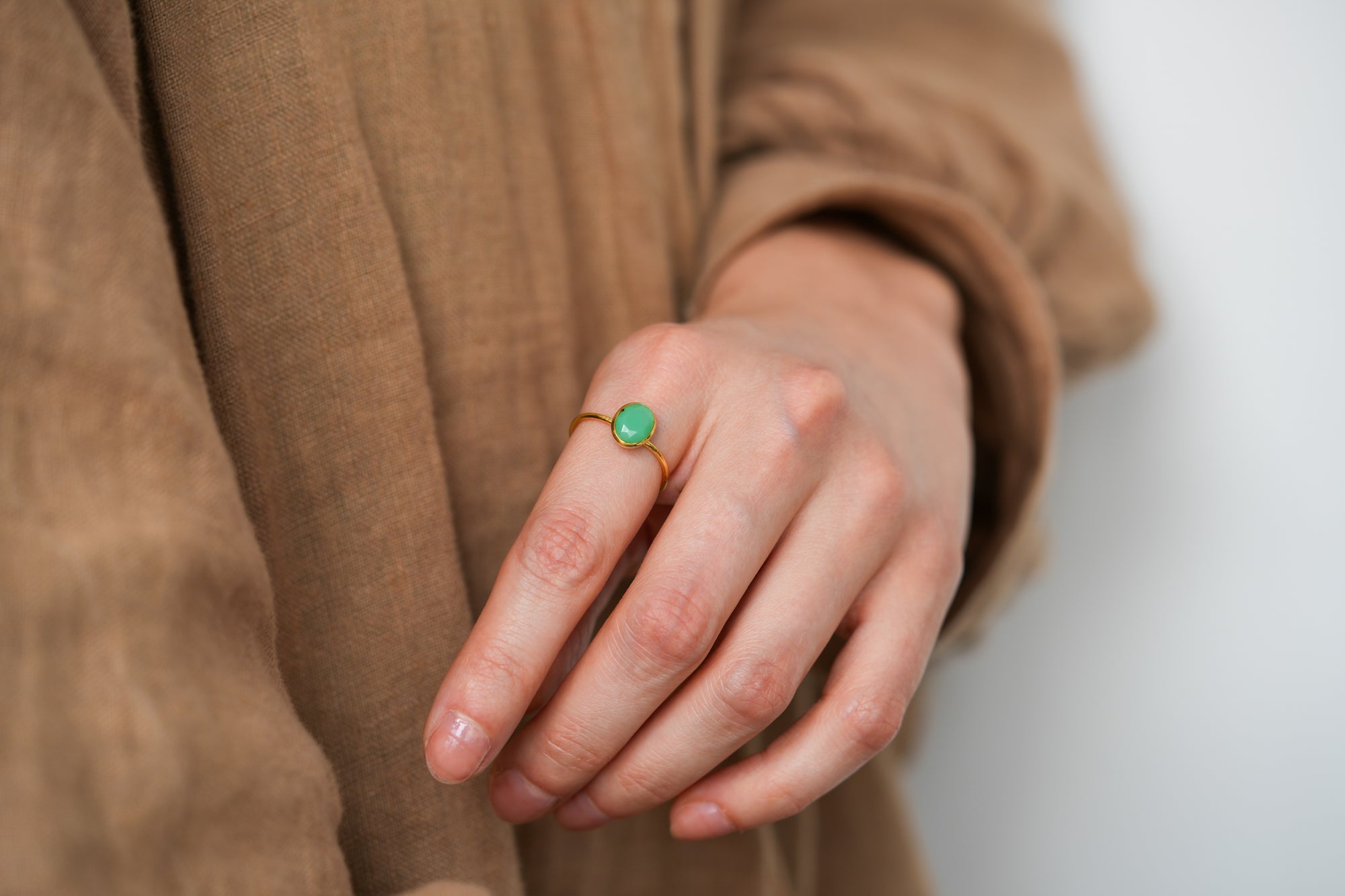 Chrysoprase ring(Gold polished)