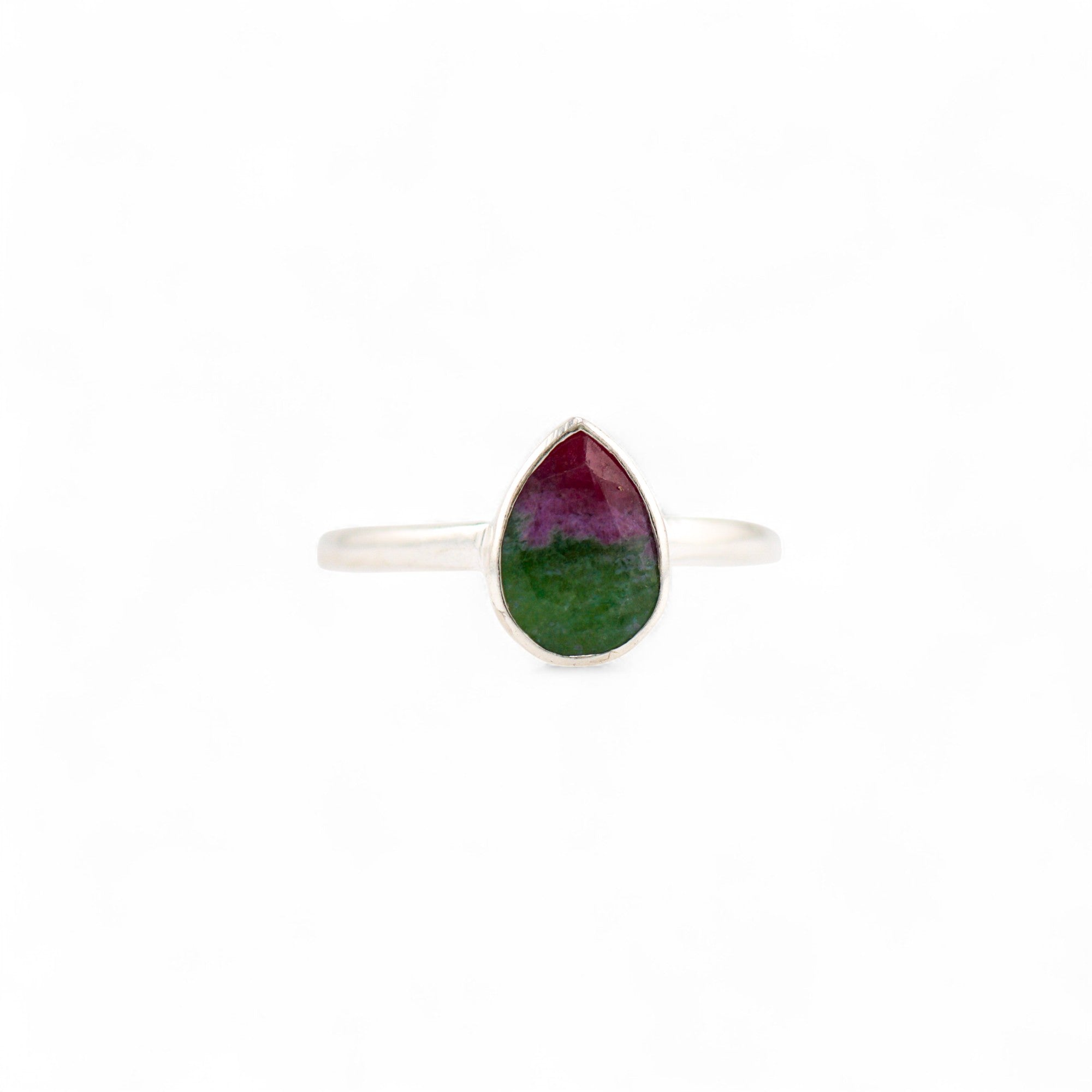 Venus teardrop ruby zoisite ring