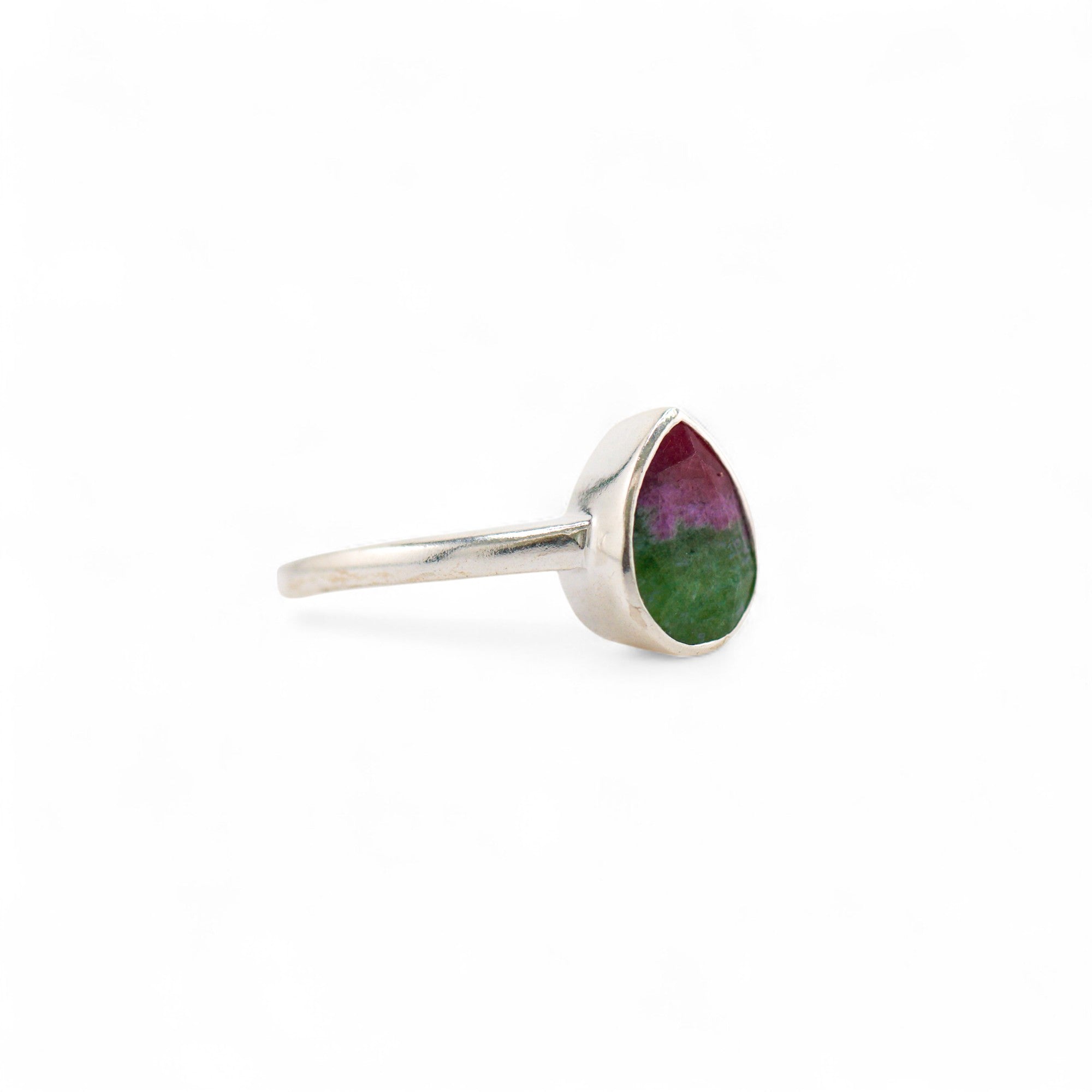 Venus teardrop ruby zoisite ring
