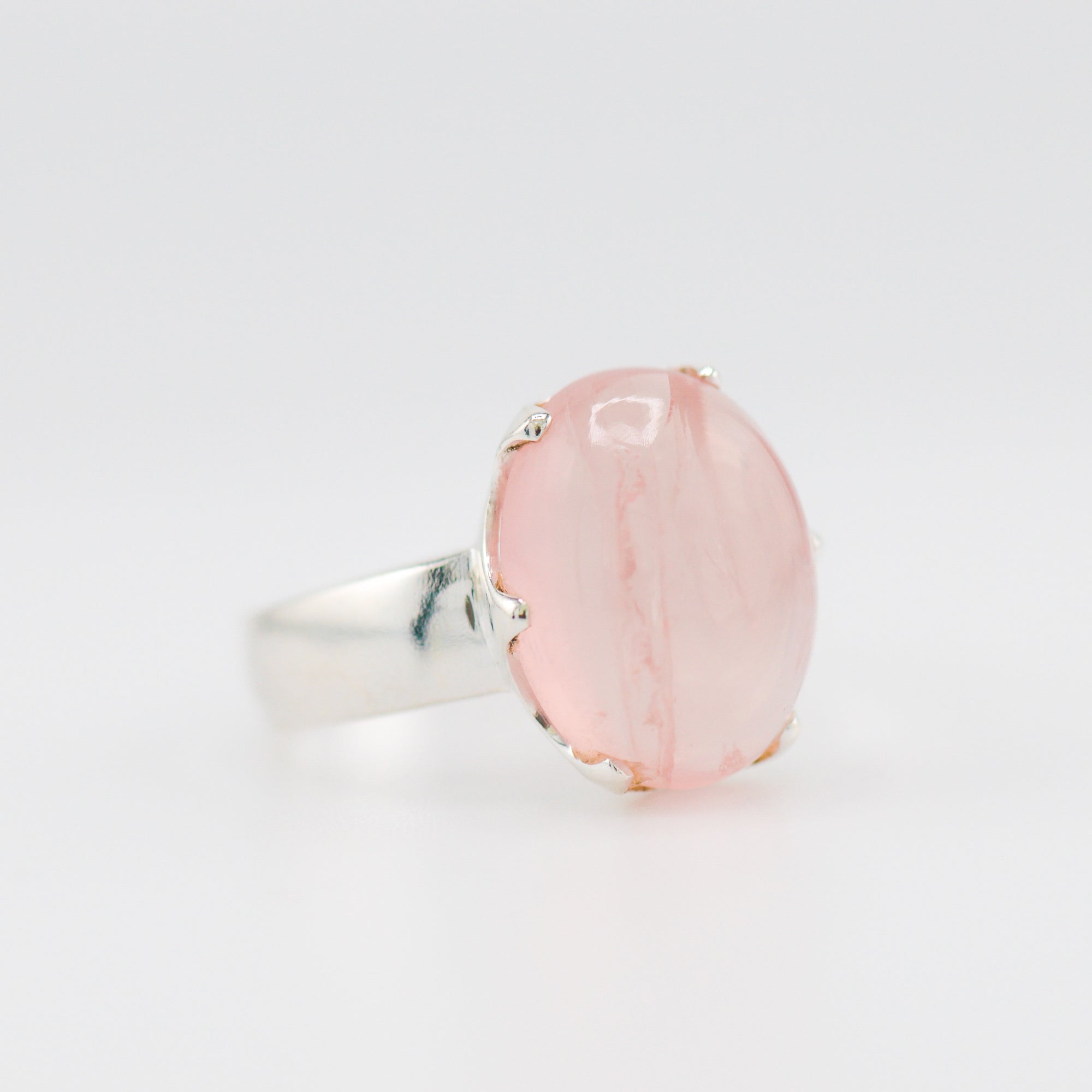 Rose quartz crown ring