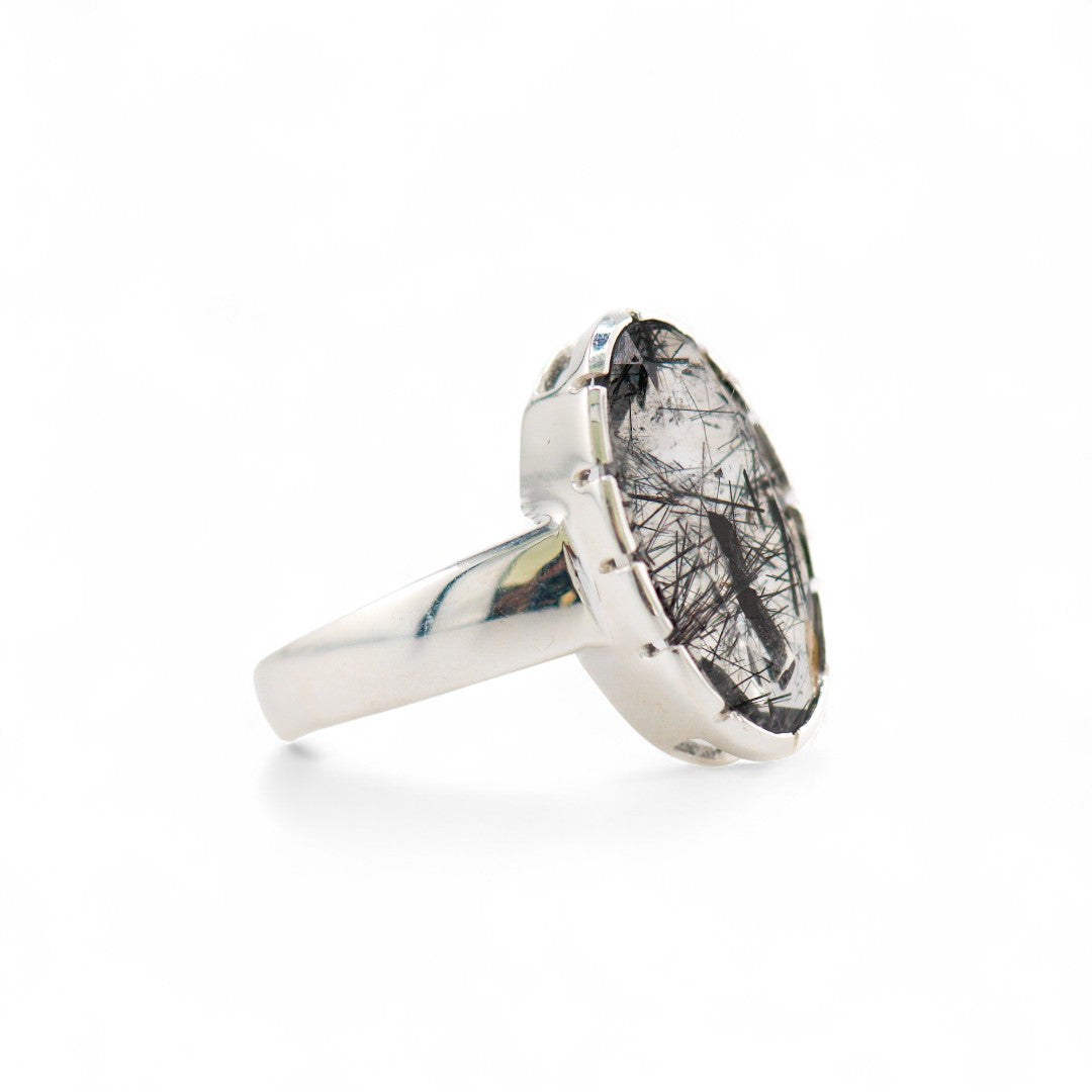 Selene black rutile quartz ring