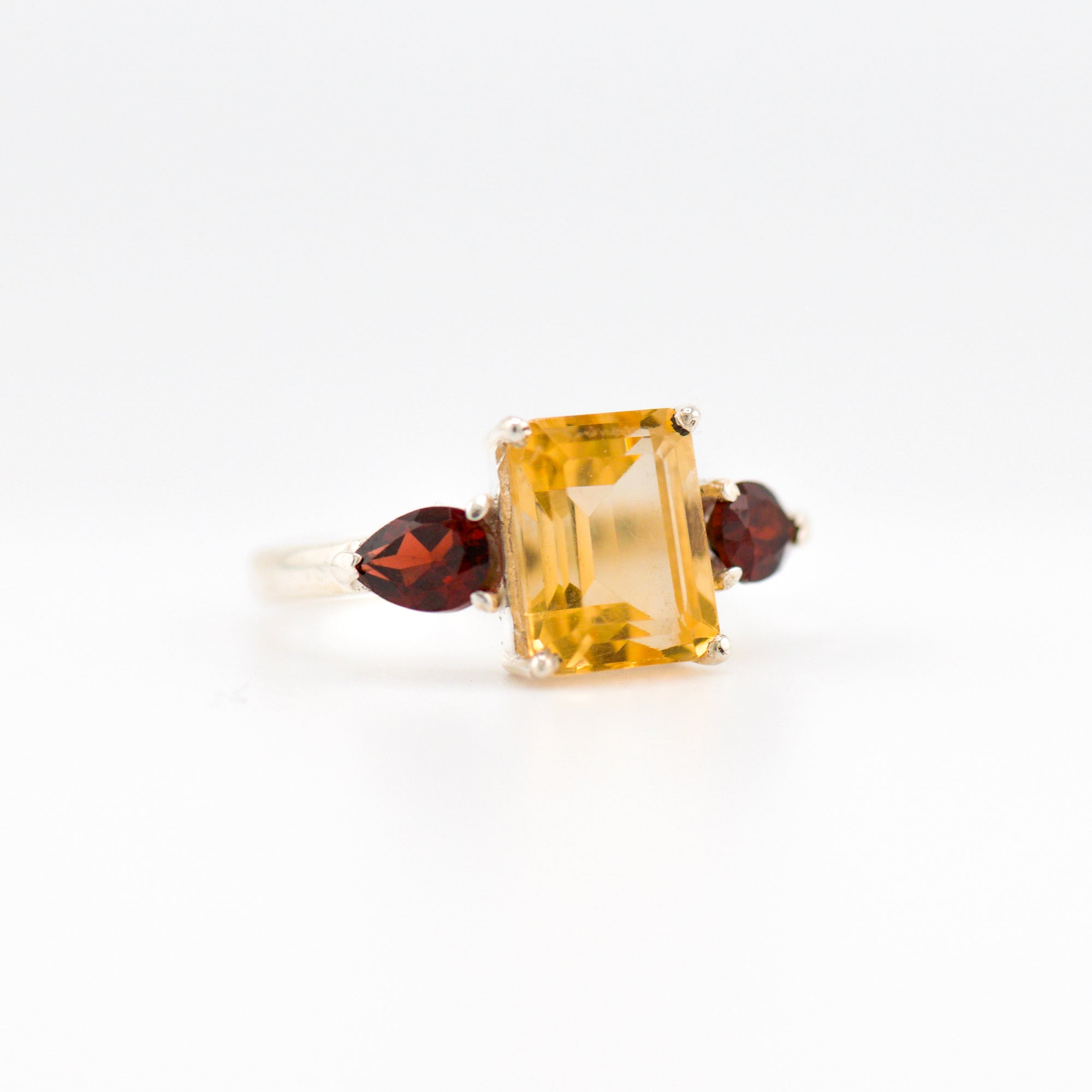 Gaia citrine and garnet ring