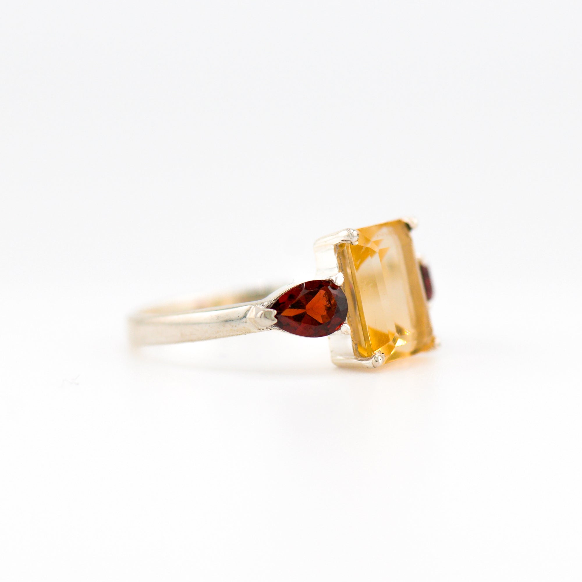 Gaia citrine and garnet ring