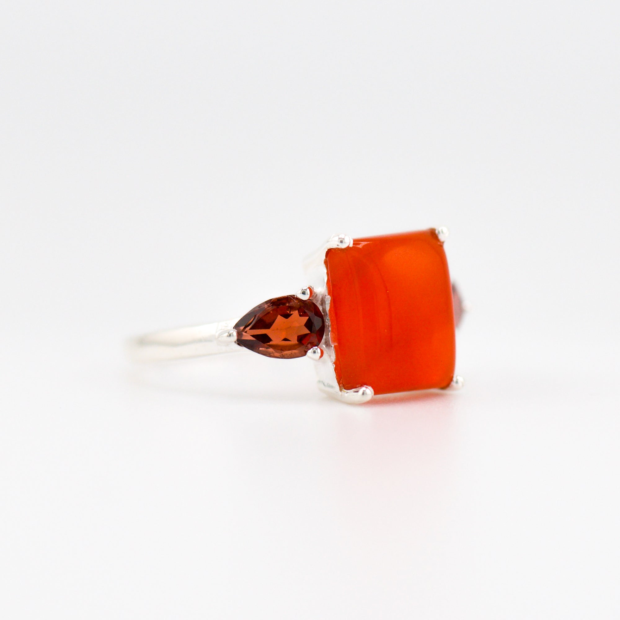 Gaia carnelian and garnet ring