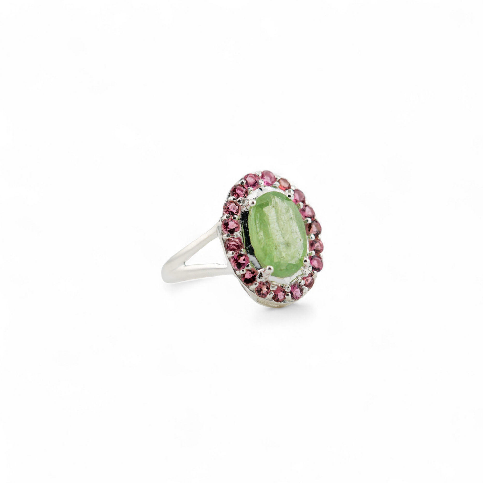 Laxmi green kyanite and pink tourmaline ring