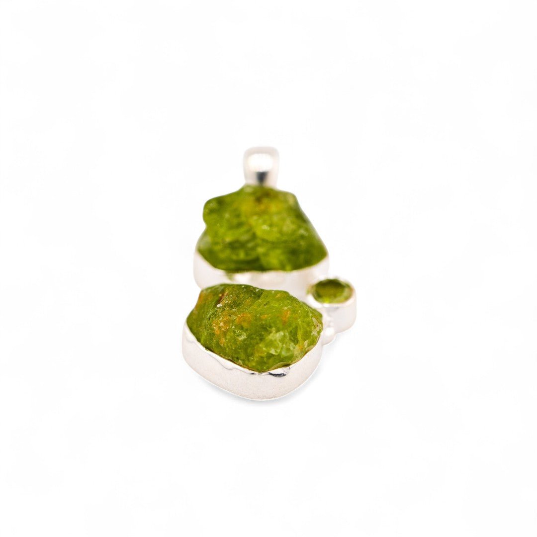 Twin peridot  rough pendant