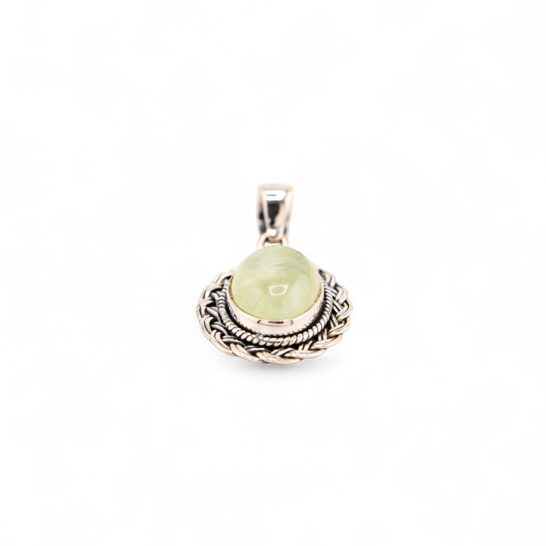 Prehnite braided pendant