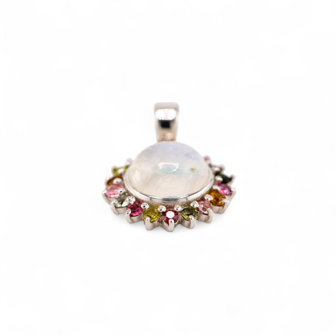 Laxmi moonstone and tourmaline pendant