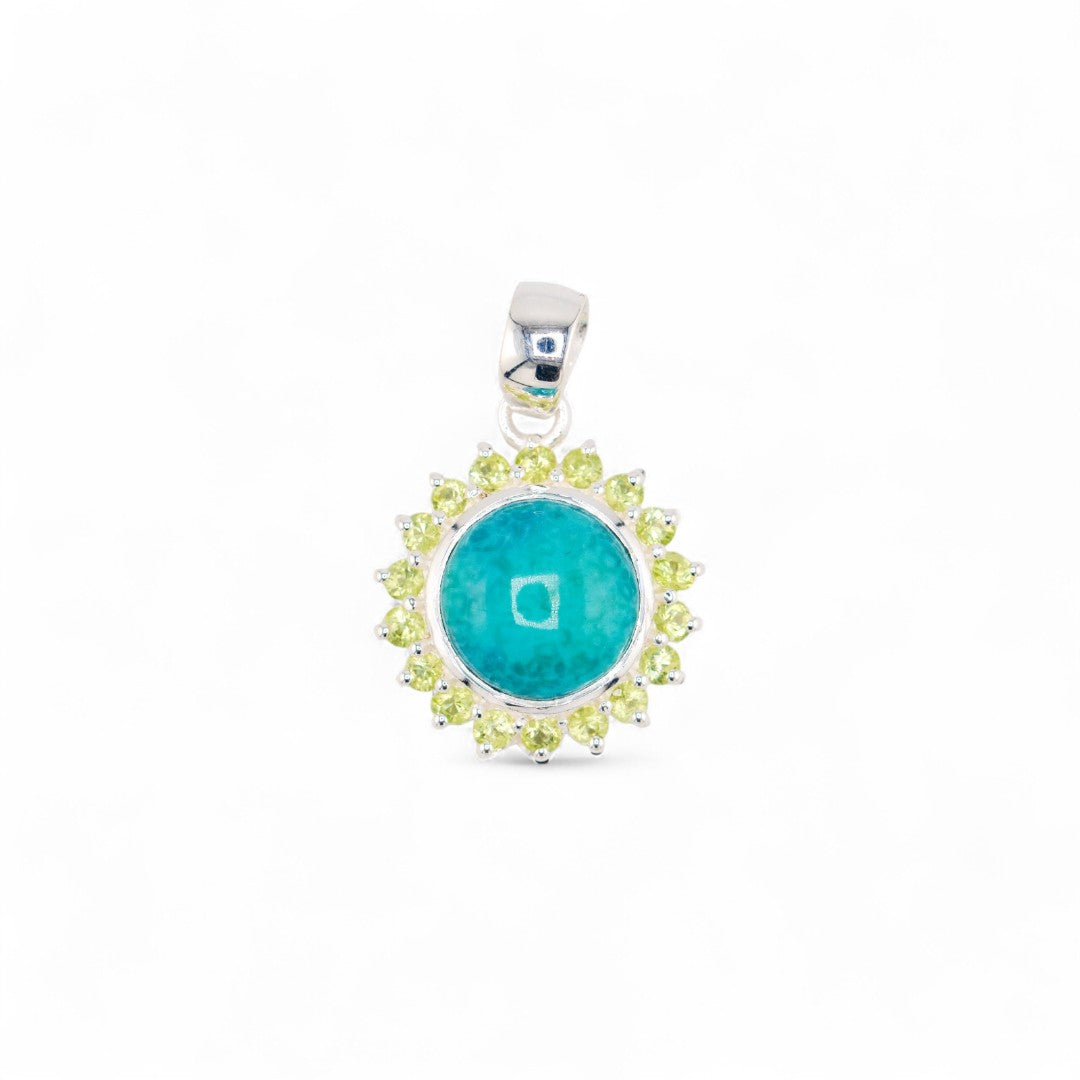 Laxmi turquoise and peridot pendant