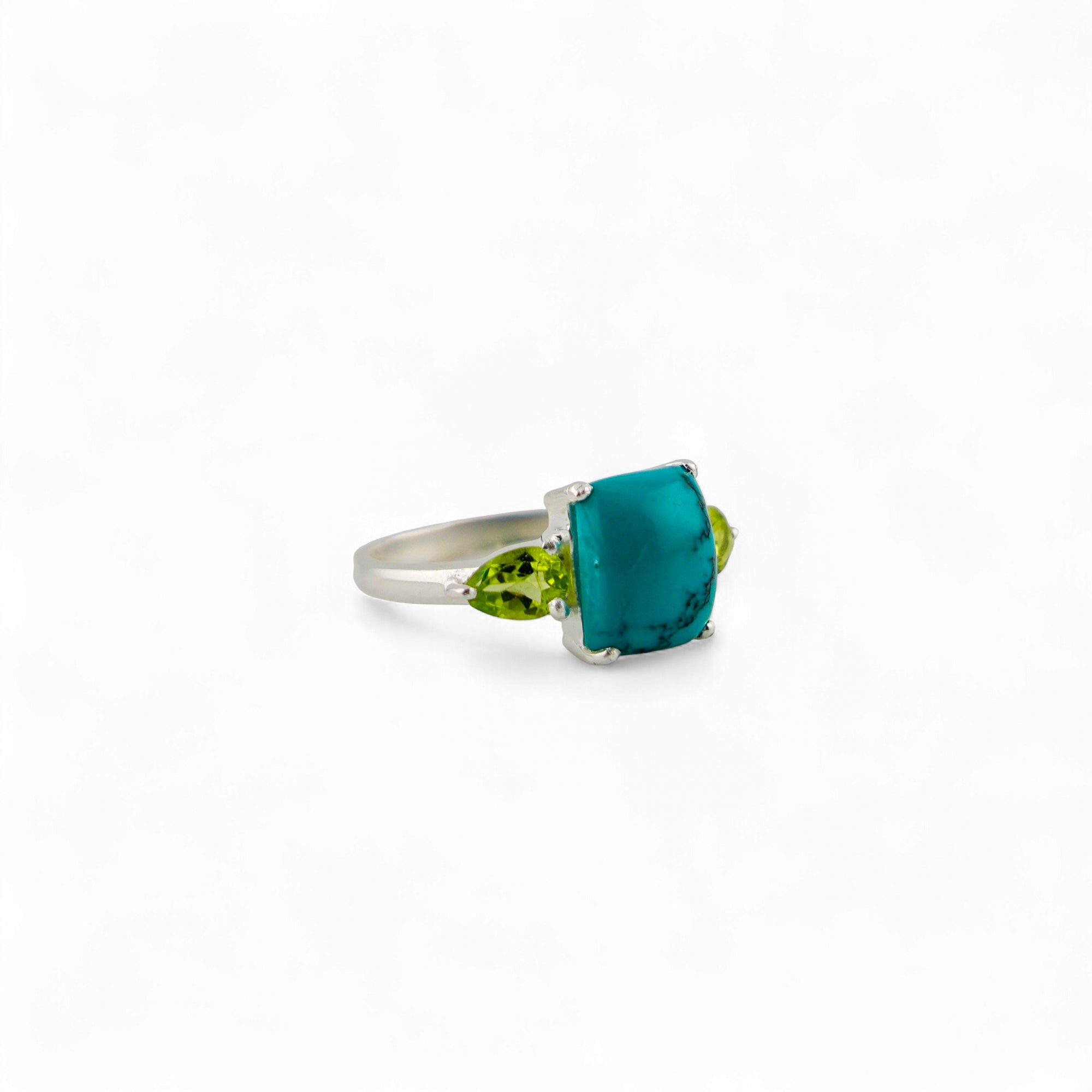 Gaia turquoise and peridot ring