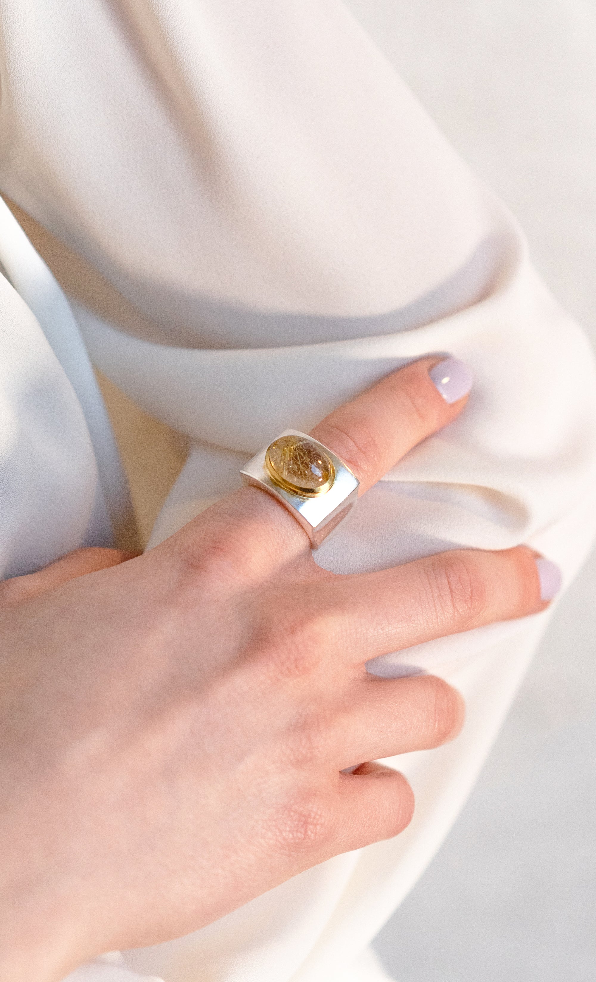 Nordic matt Ring (Golden Rutile Quartz)