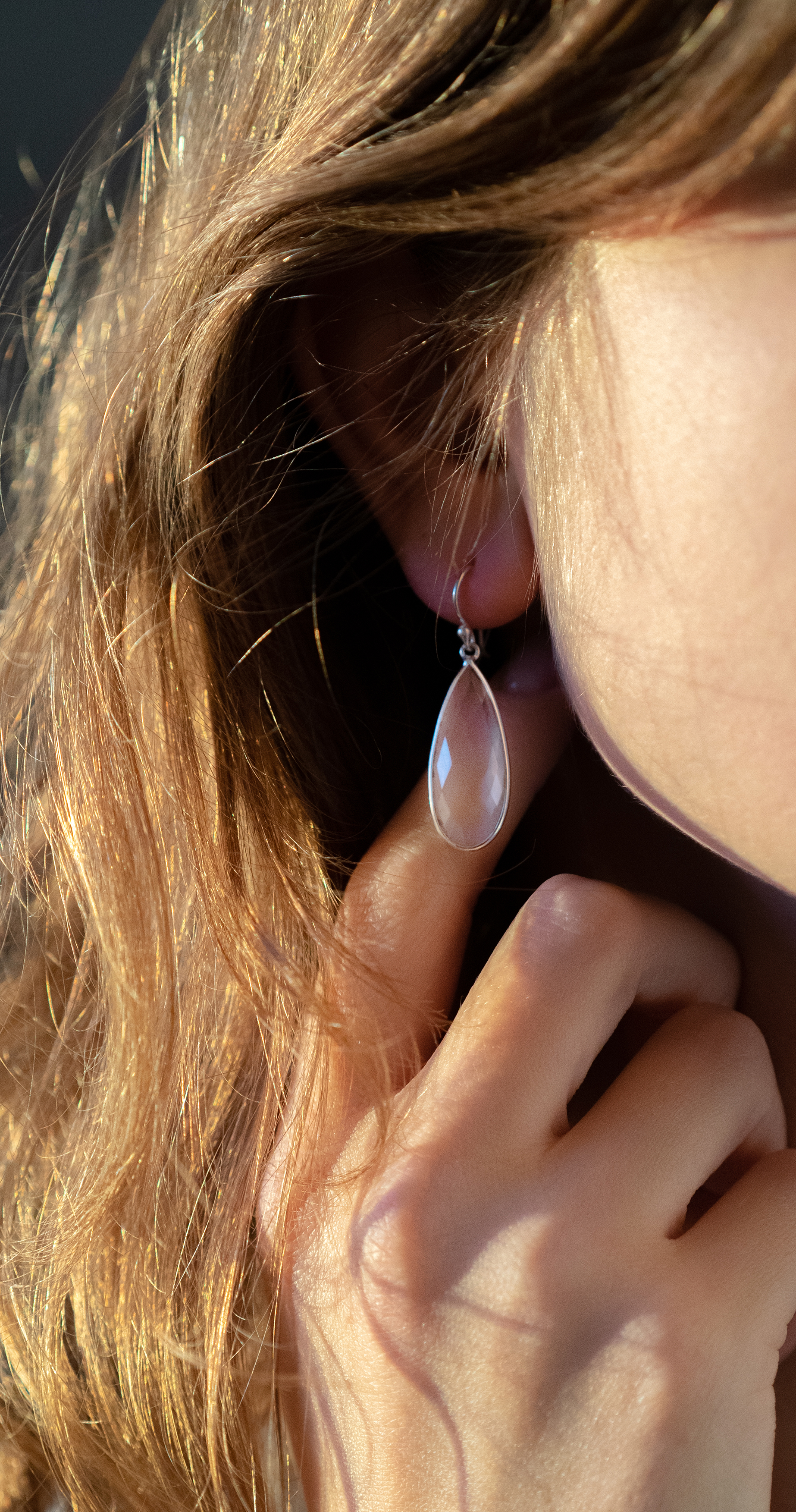 Long rose quartz earrings