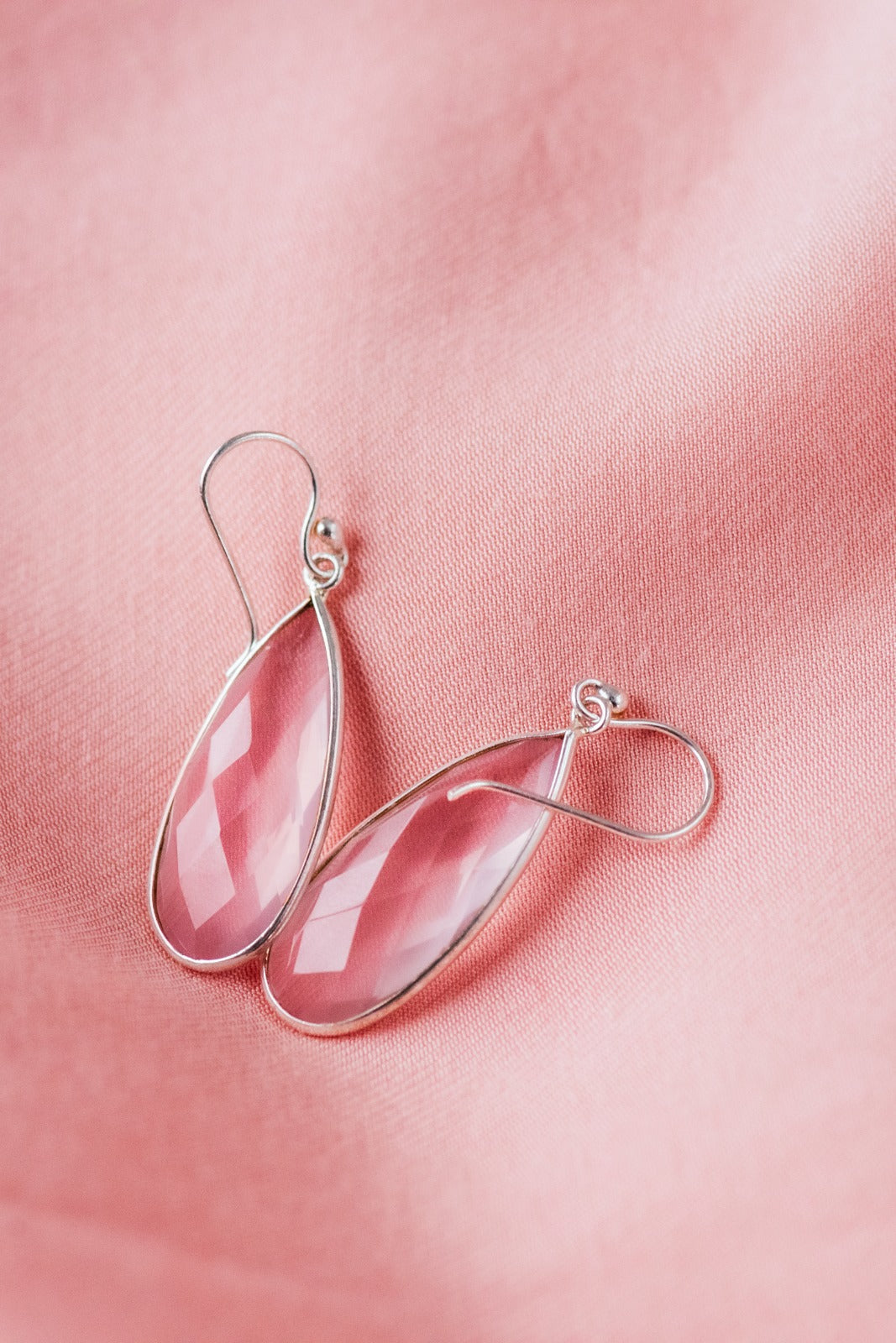Long rose quartz earrings