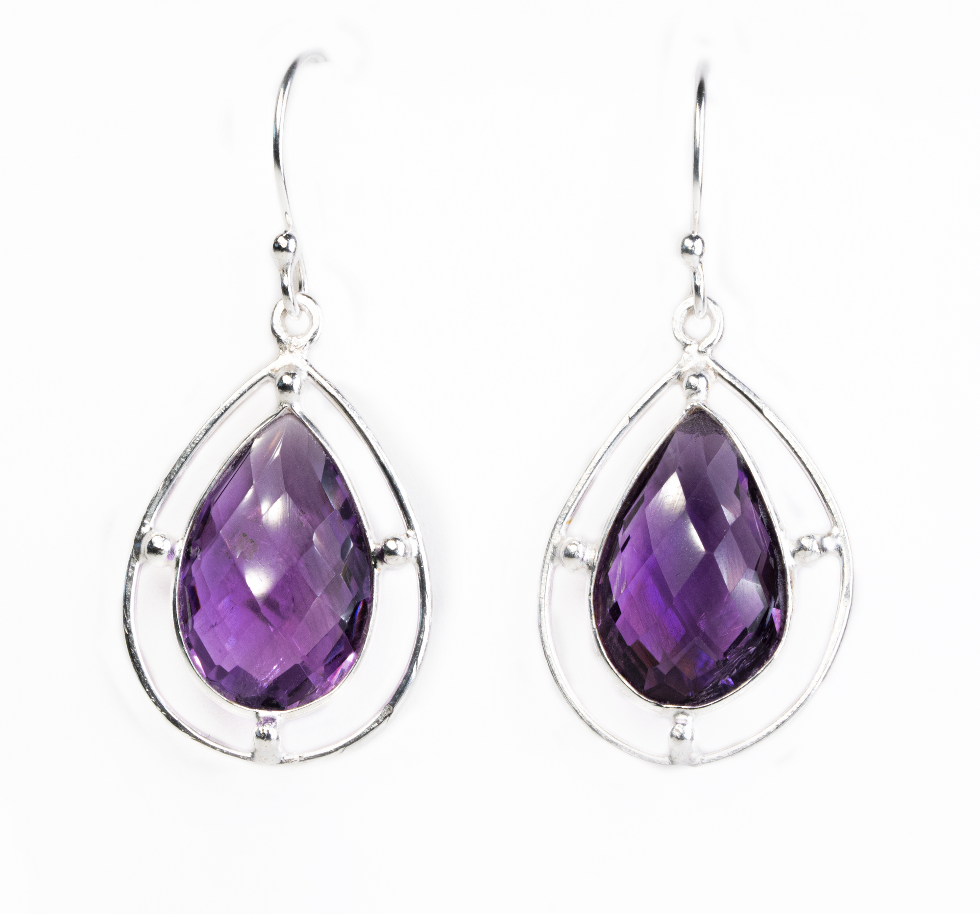 Amethyst pear earrings