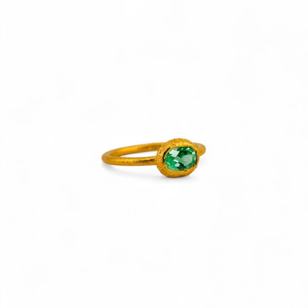 Zambian emerald ring(Gold polished)