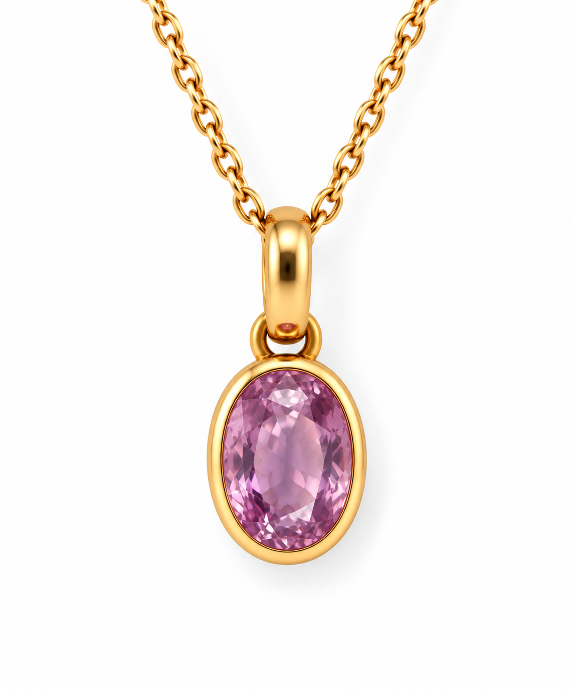 Pink sapphire 585 gold pendant