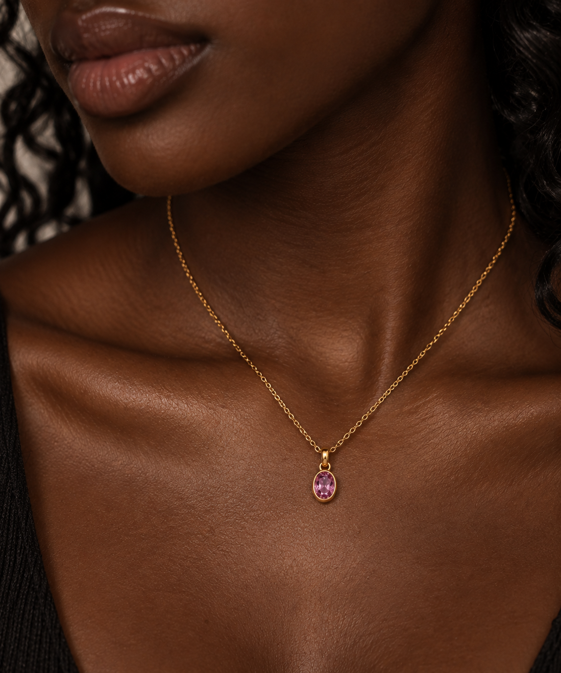 Pink sapphire 585 gold pendant