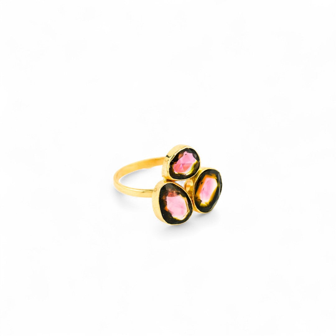 Watermelon tourmaline  585 gold ring